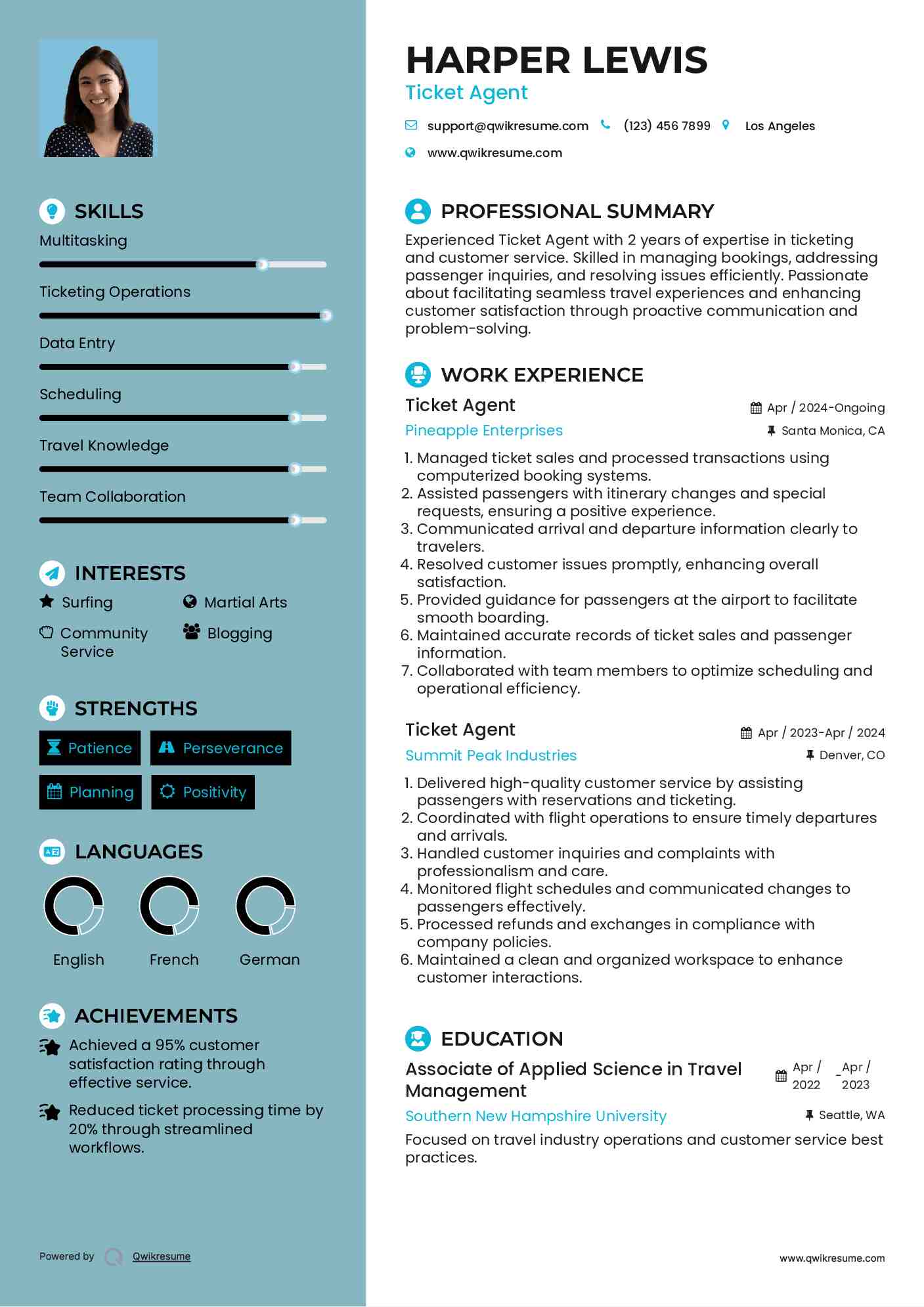 Ticket Agent Resume Samples QwikResume