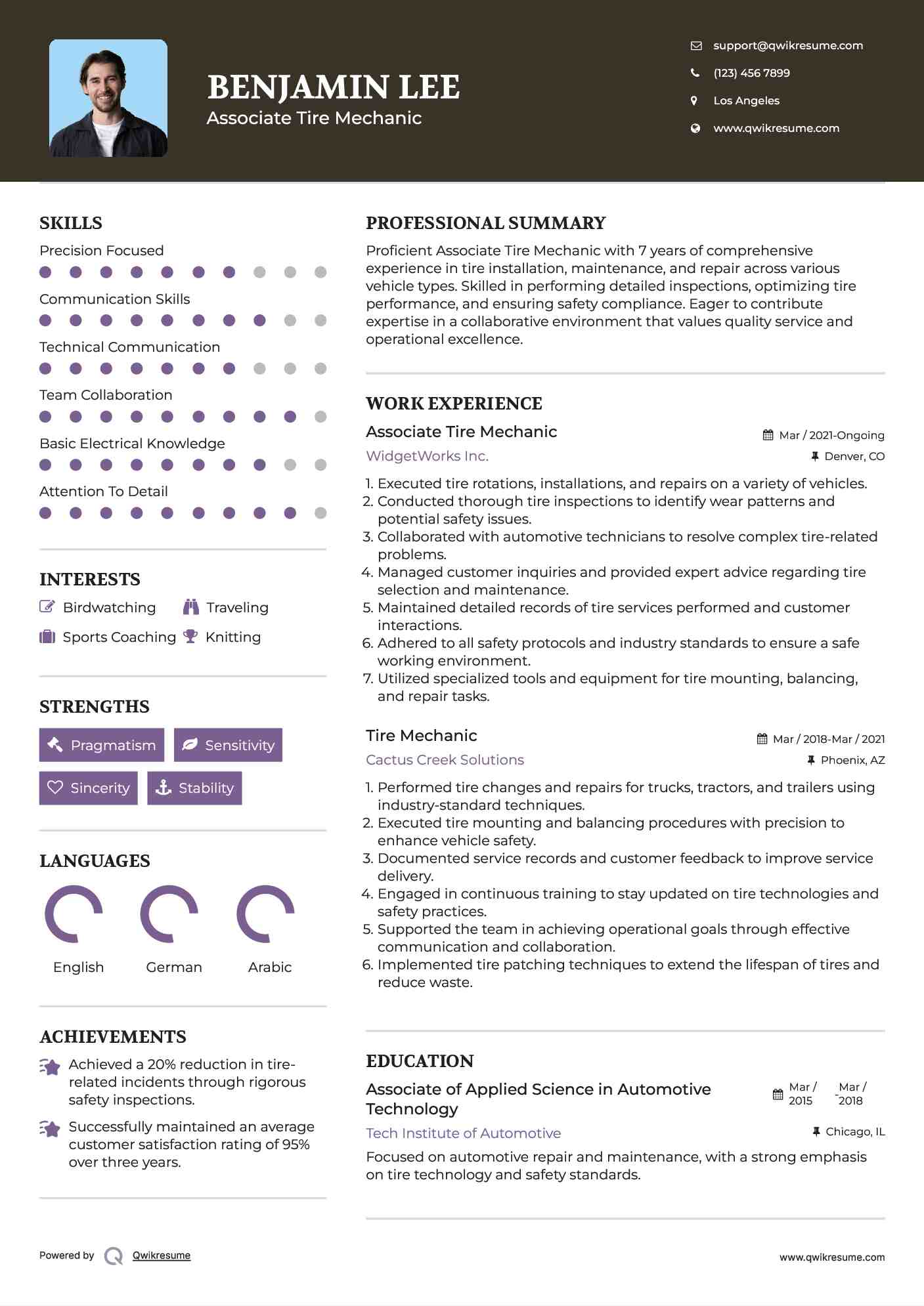 Tire Mechanic Resume Samples QwikResume