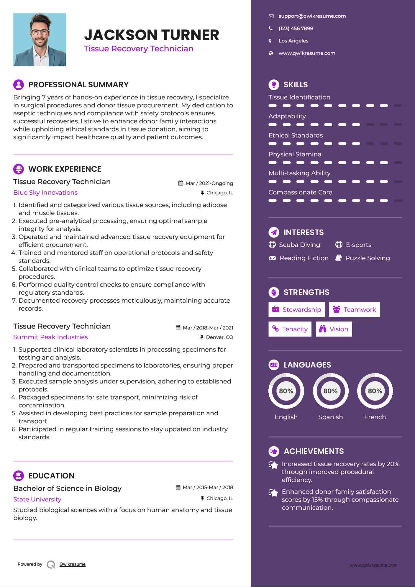 Tissue Recovery Technician Resume Format