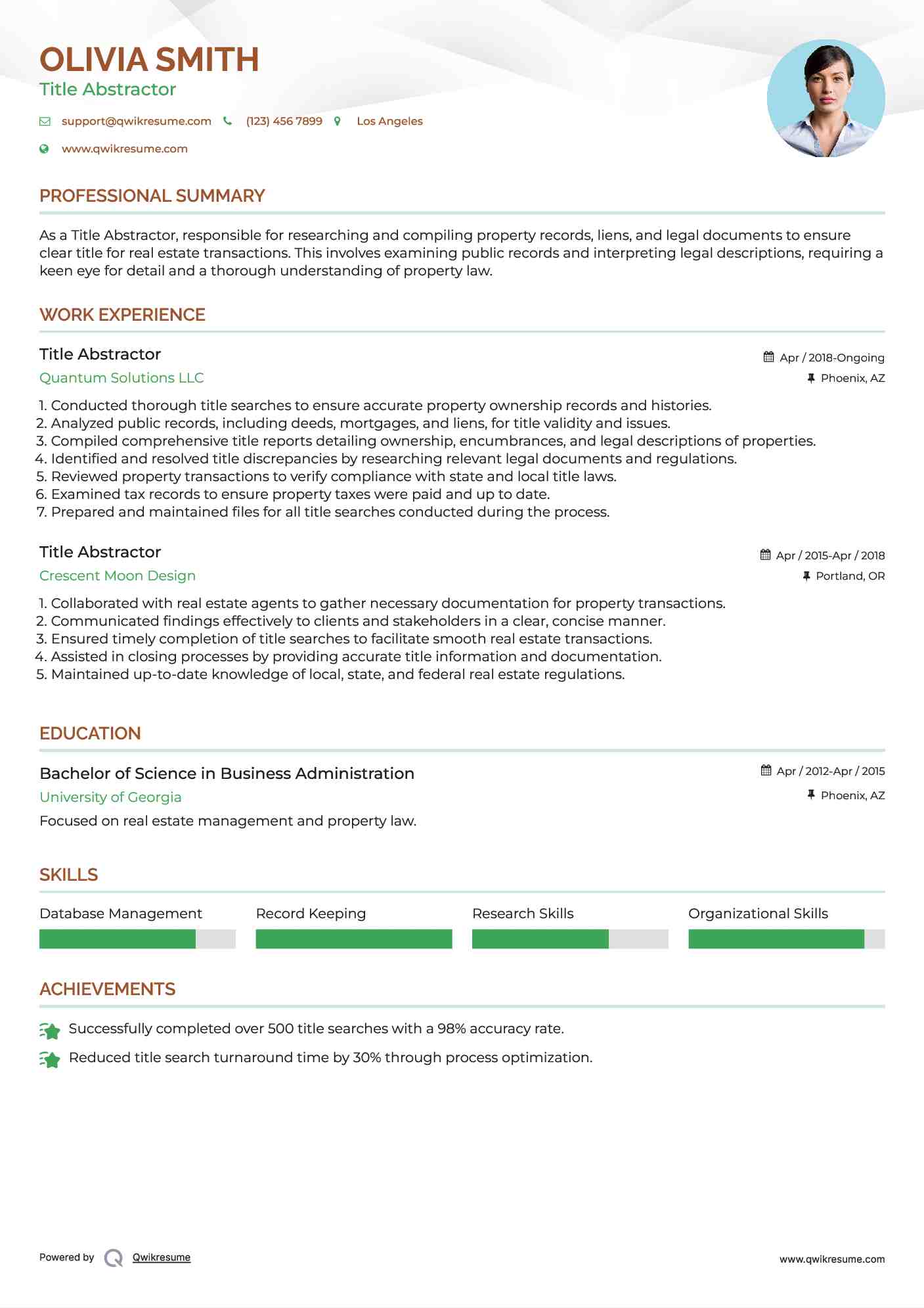 Title Abstractor Resume Format