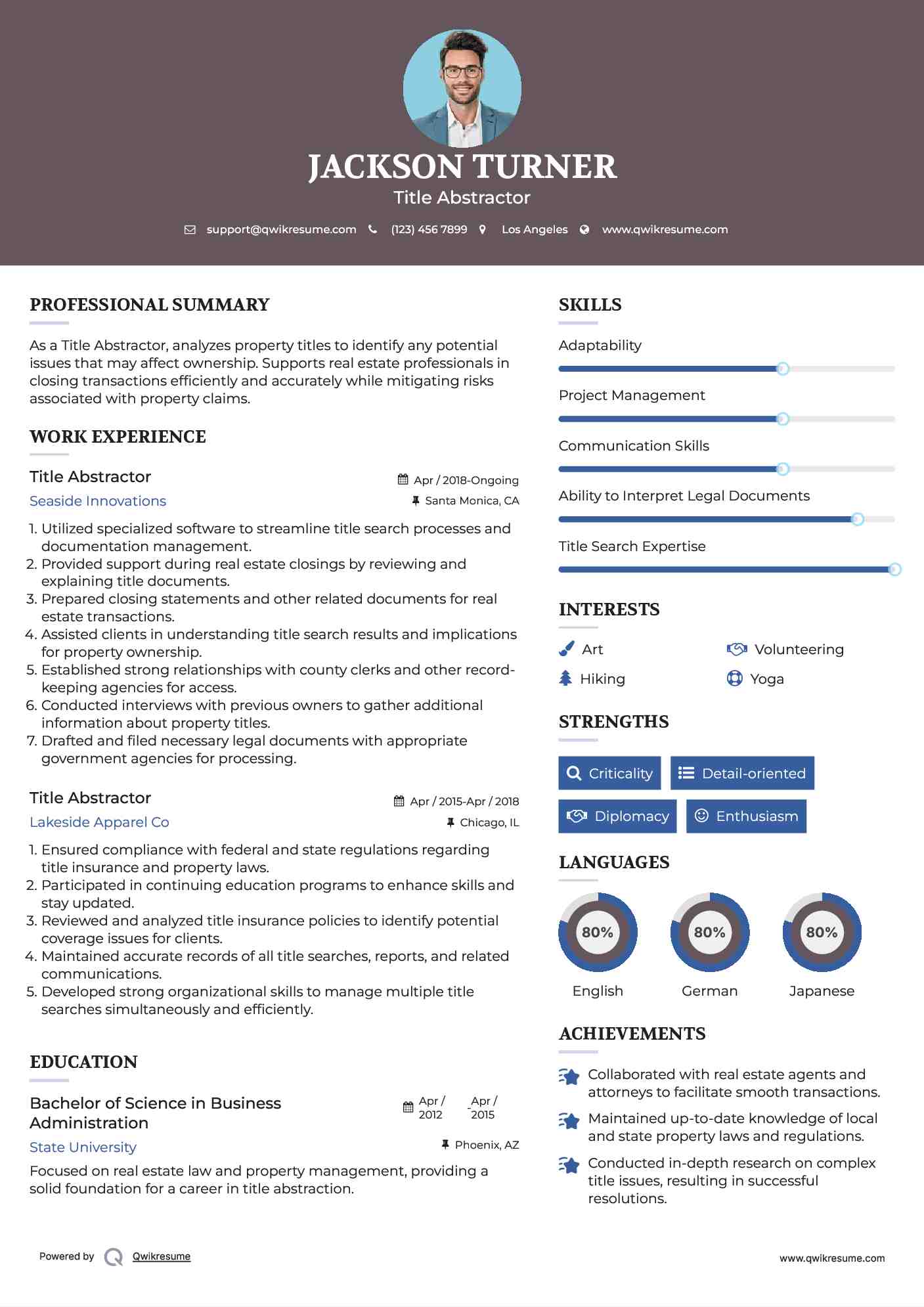 Title Abstractor Resume Format