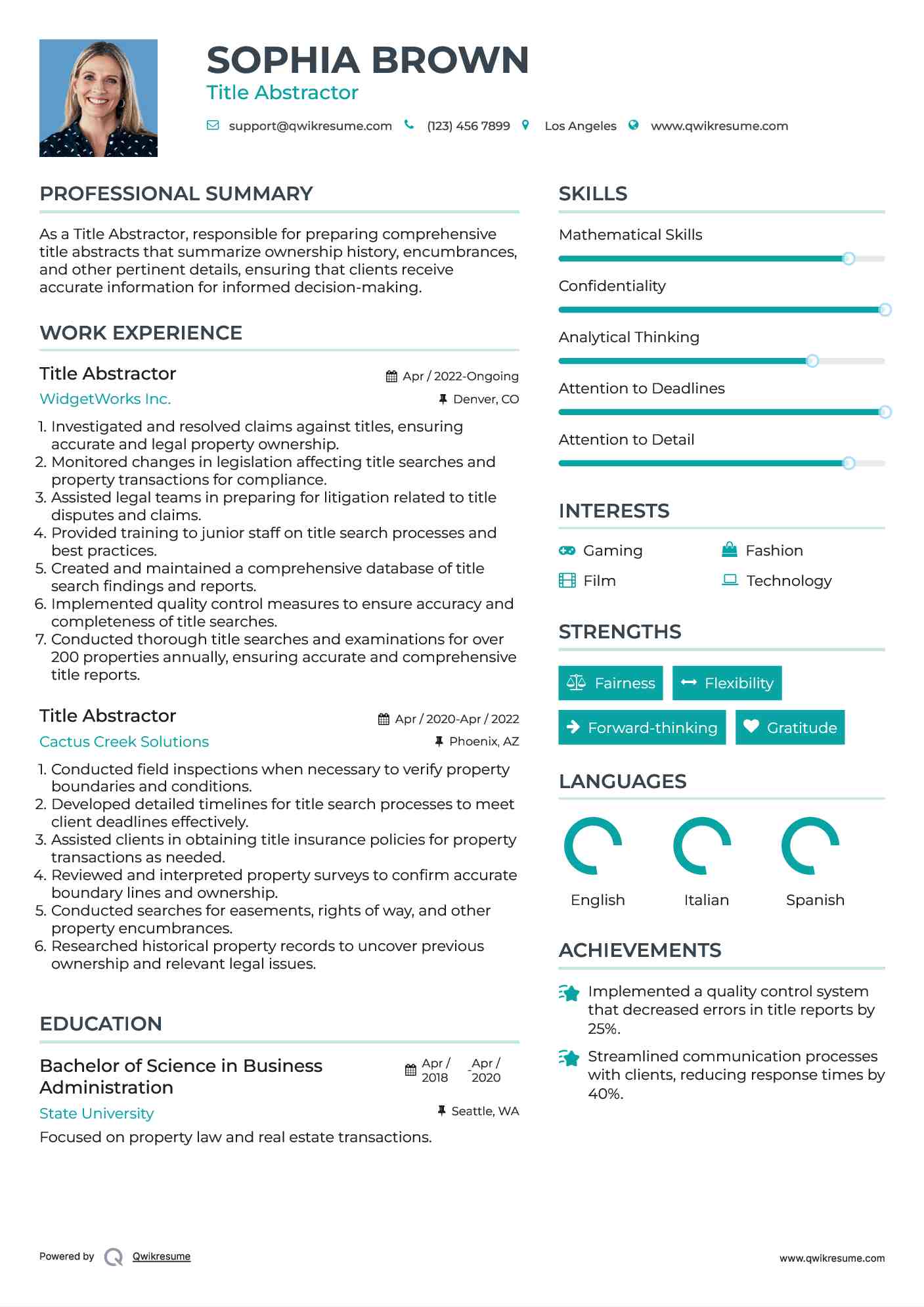 Title Abstractor Resume Sample