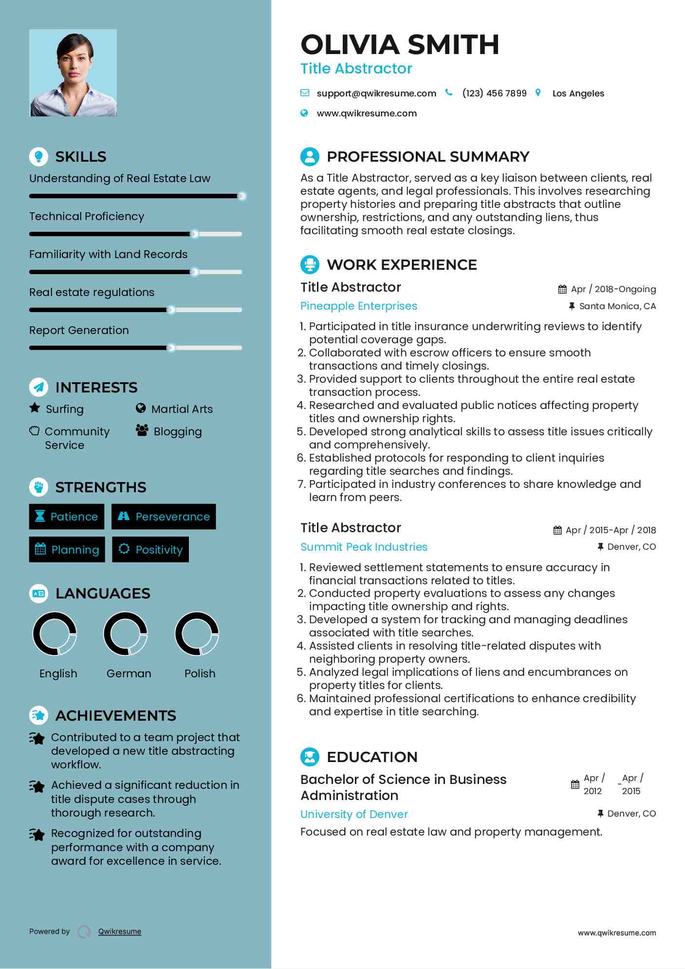 Title Abstractor Resume Model