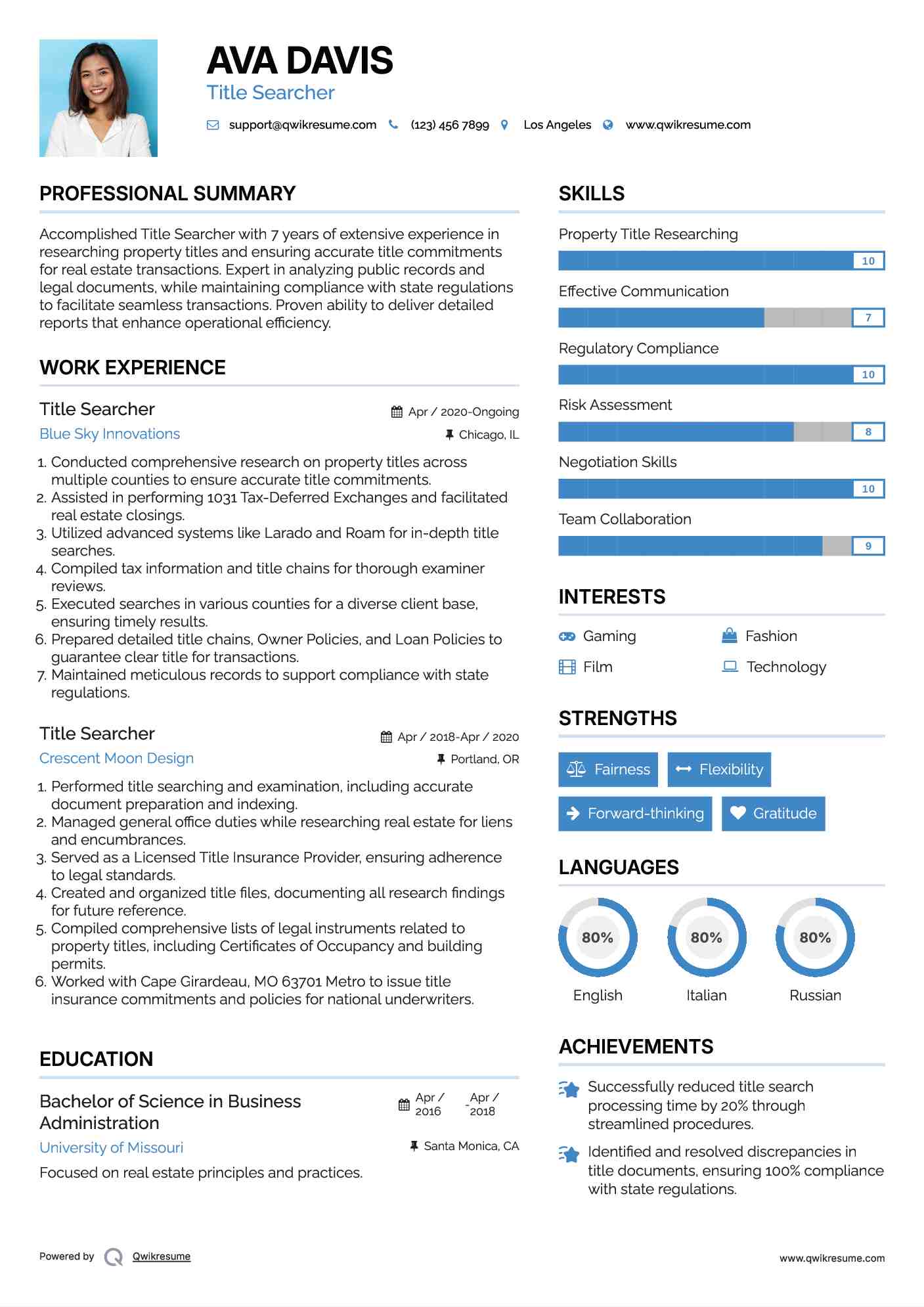 Title Searcher Resume Template