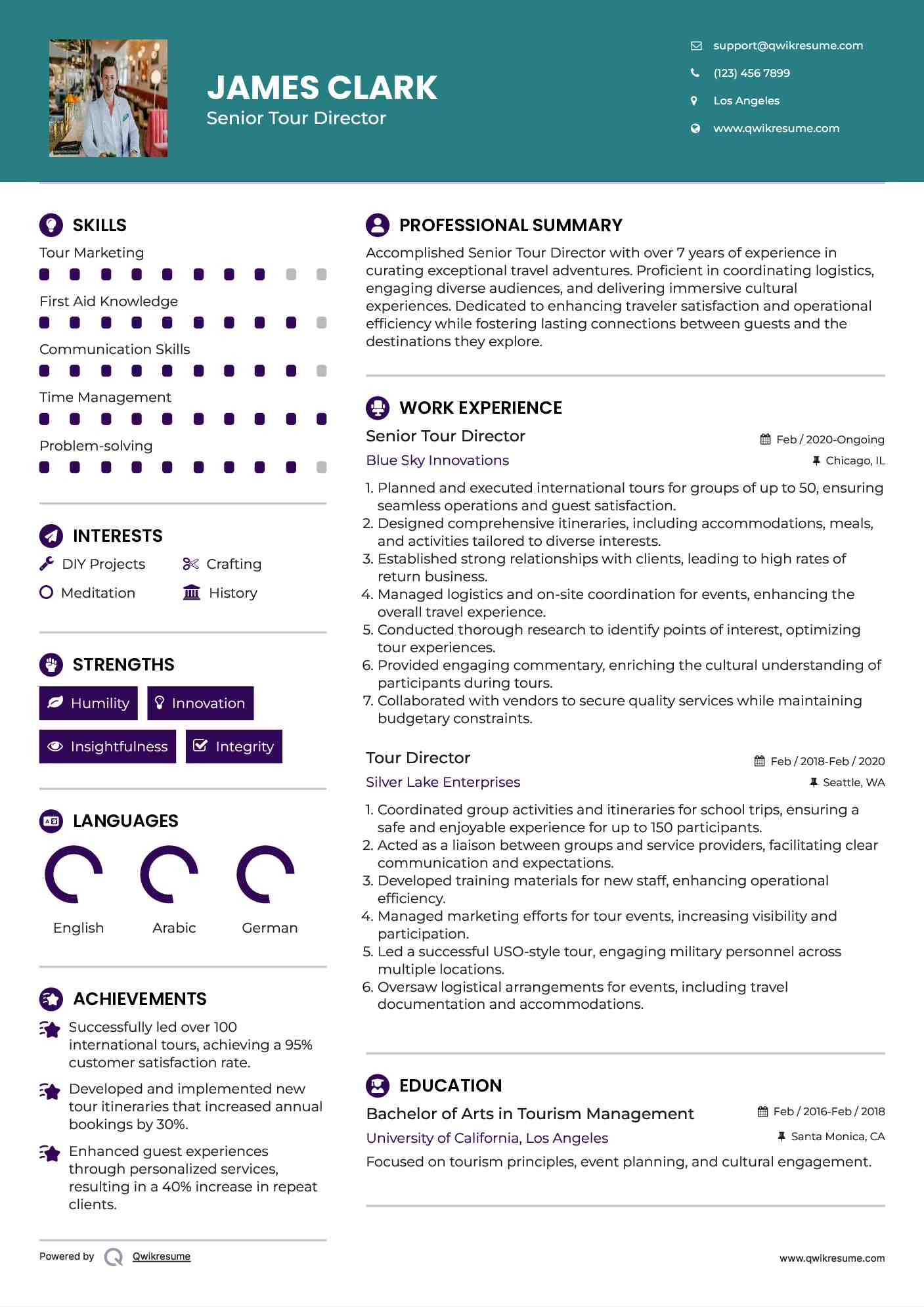 Senior Tour Director Resume Format