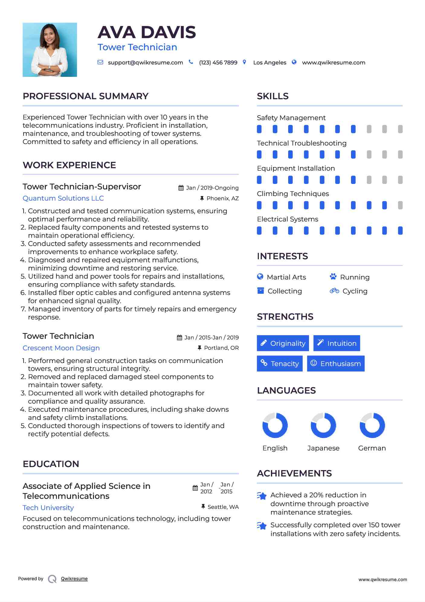 Tower Technician-Supervisor Resume Model