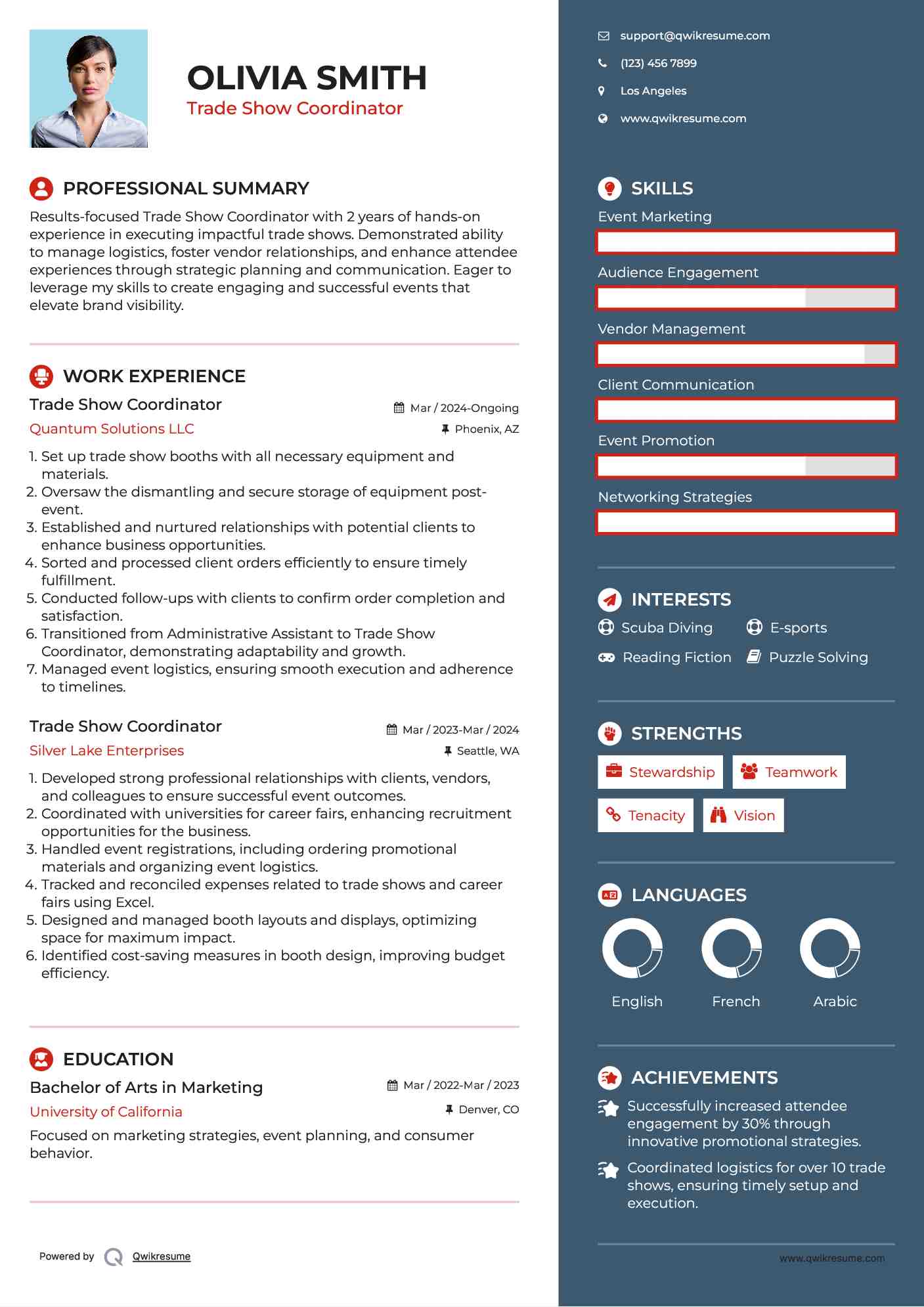 Trade Show Coordinator Resume Template