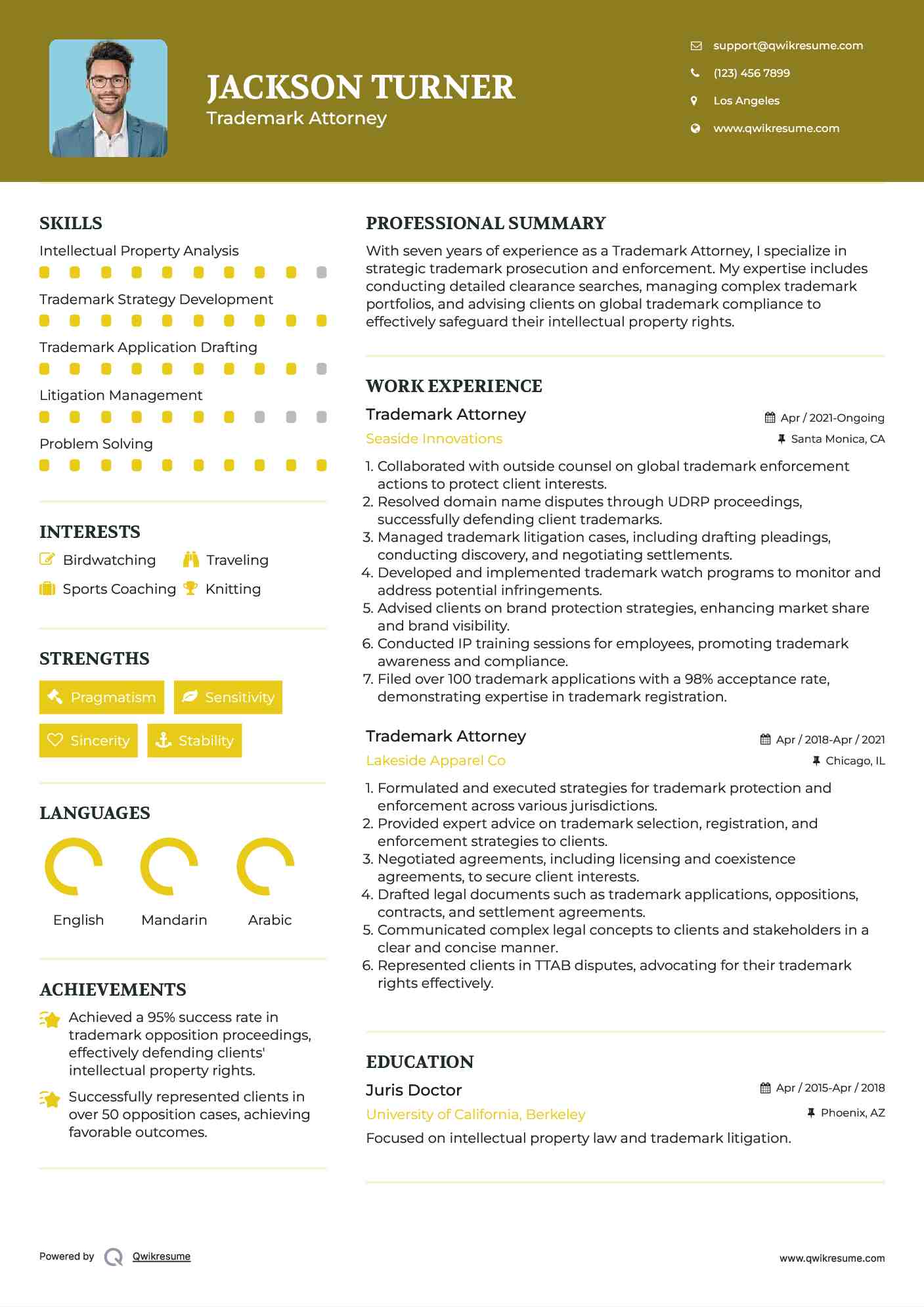 Trademark Attorney Resume Template
