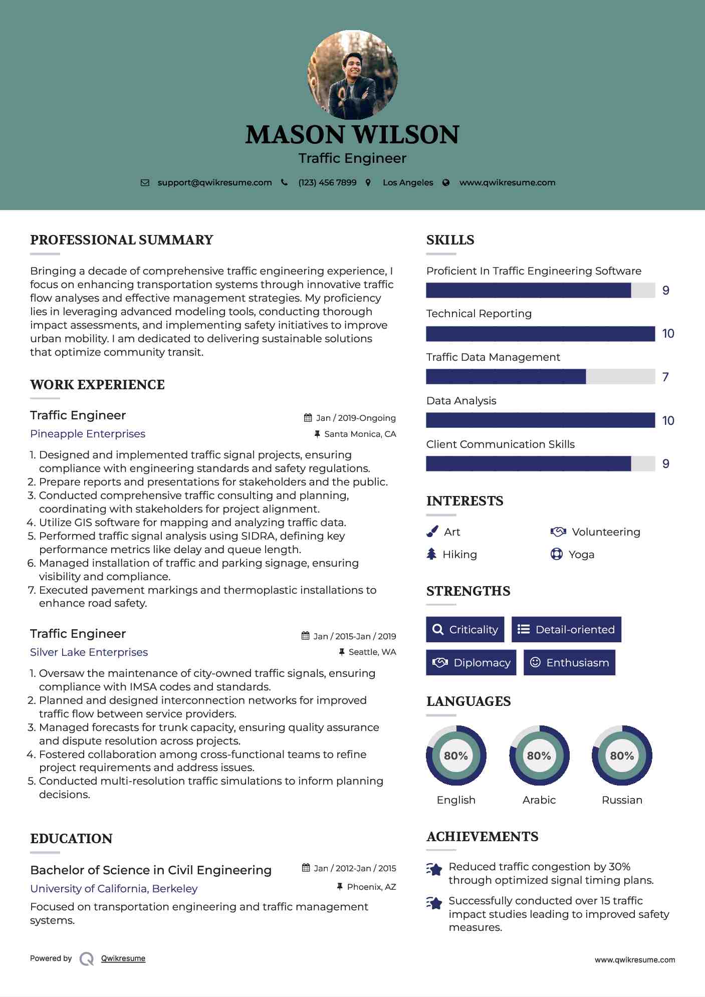 Traffic Engineer Resume Model