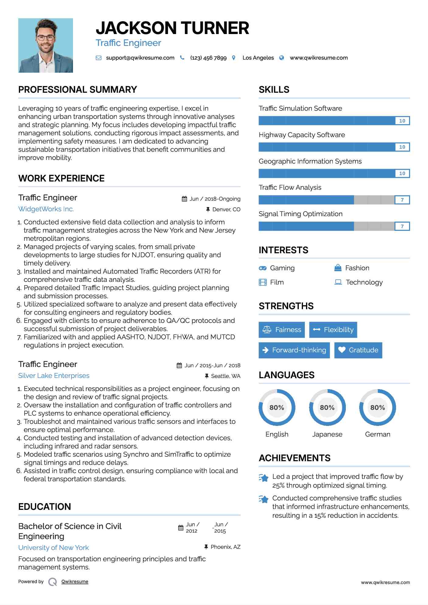 Traffic Engineer Resume Format