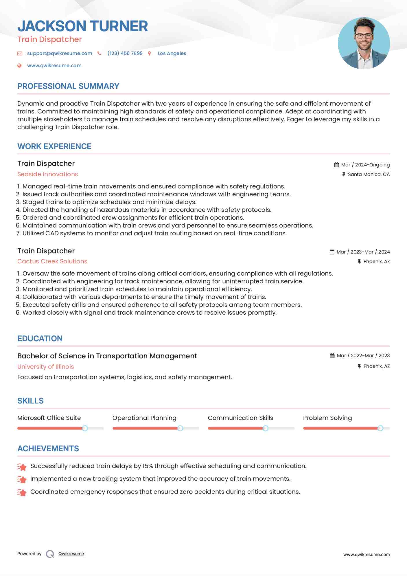 Train Dispatcher Resume Template