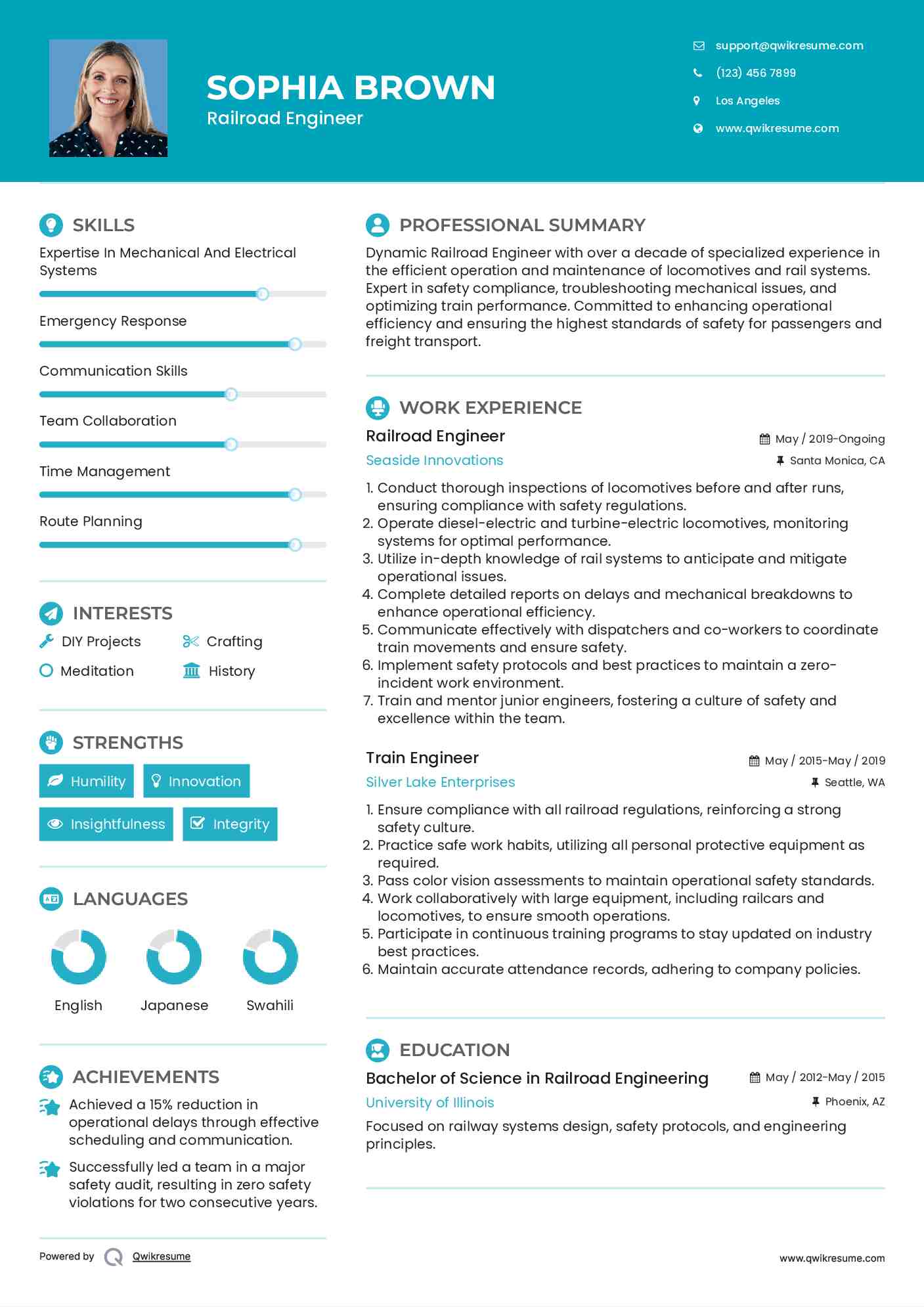 Railroad Engineer Resume Template