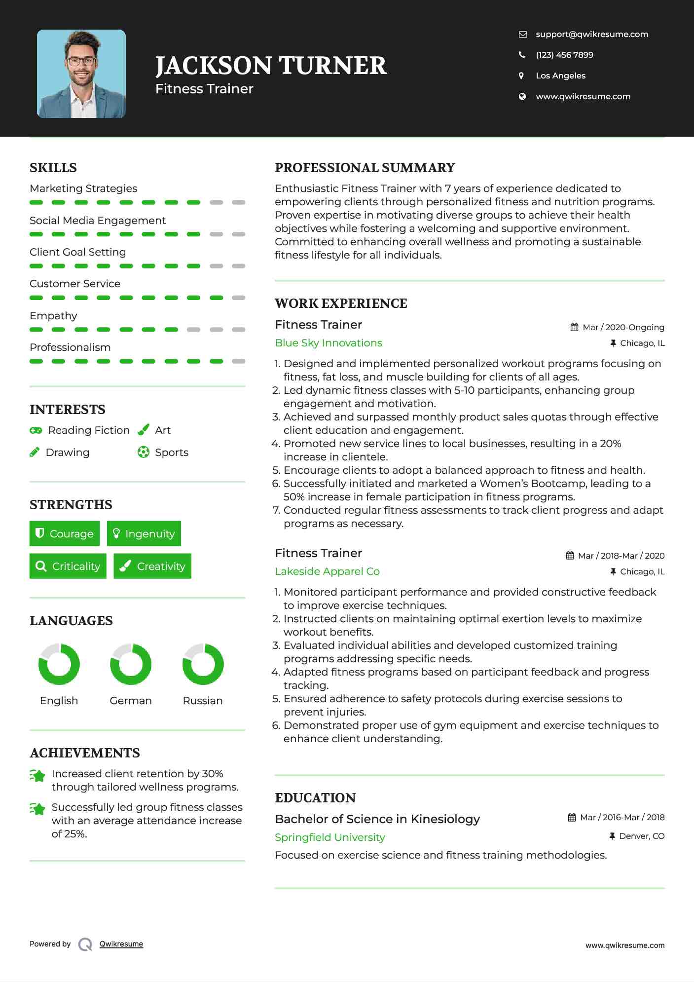 Fitness Trainer Resume Format