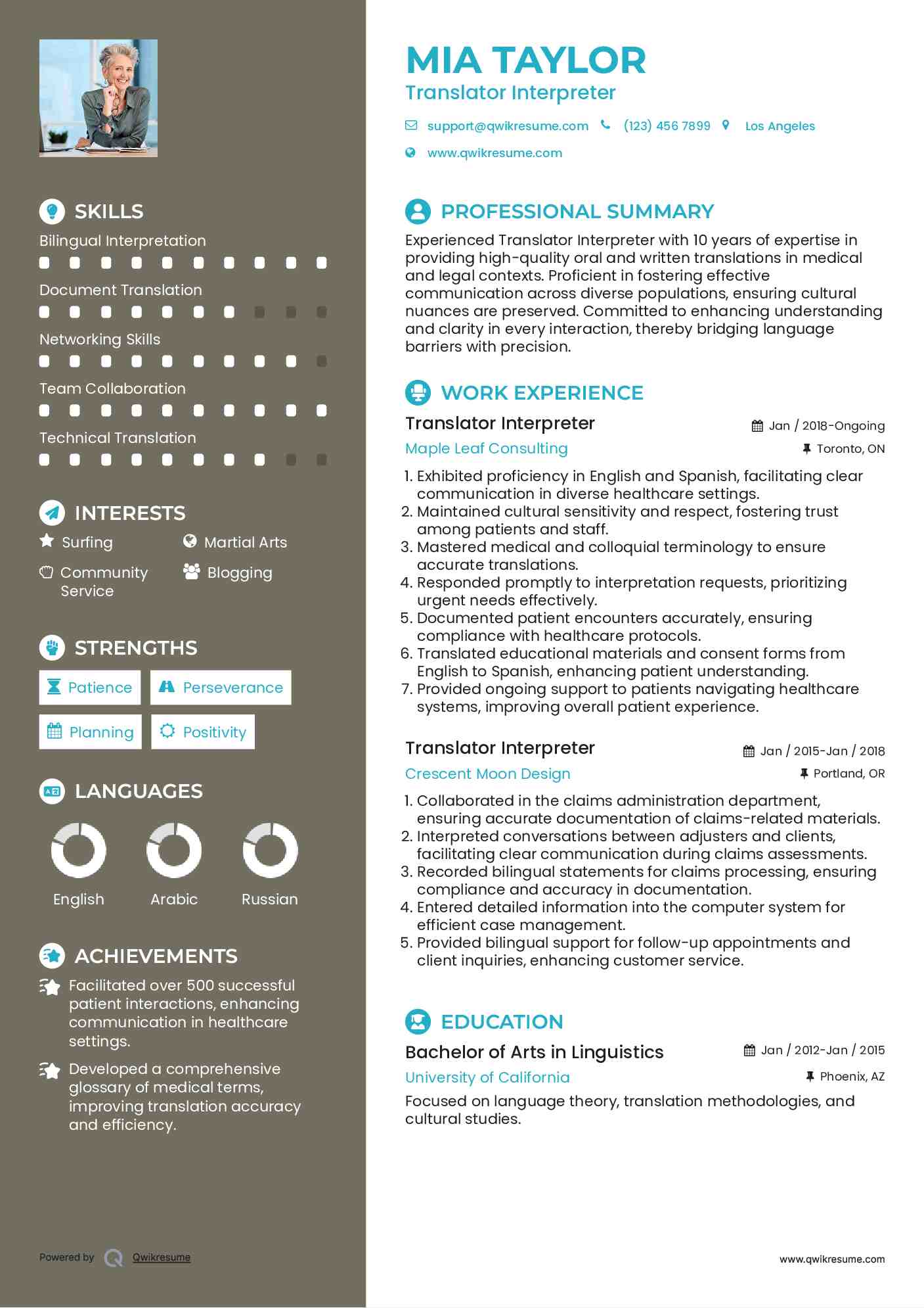 Translator Interpreter Resume Format