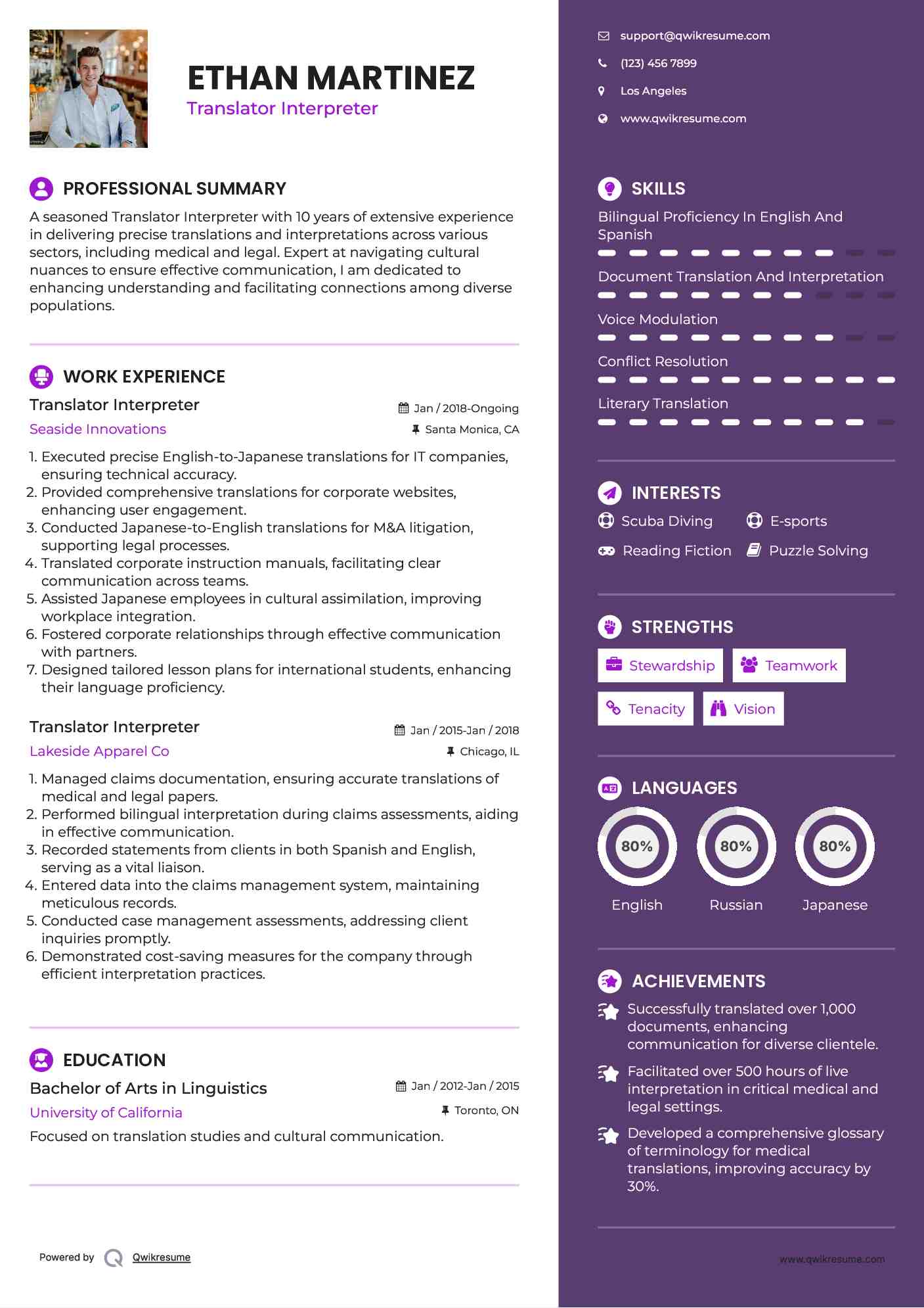 10+ Translator Interpreter Resume Samples & Templates for 2025