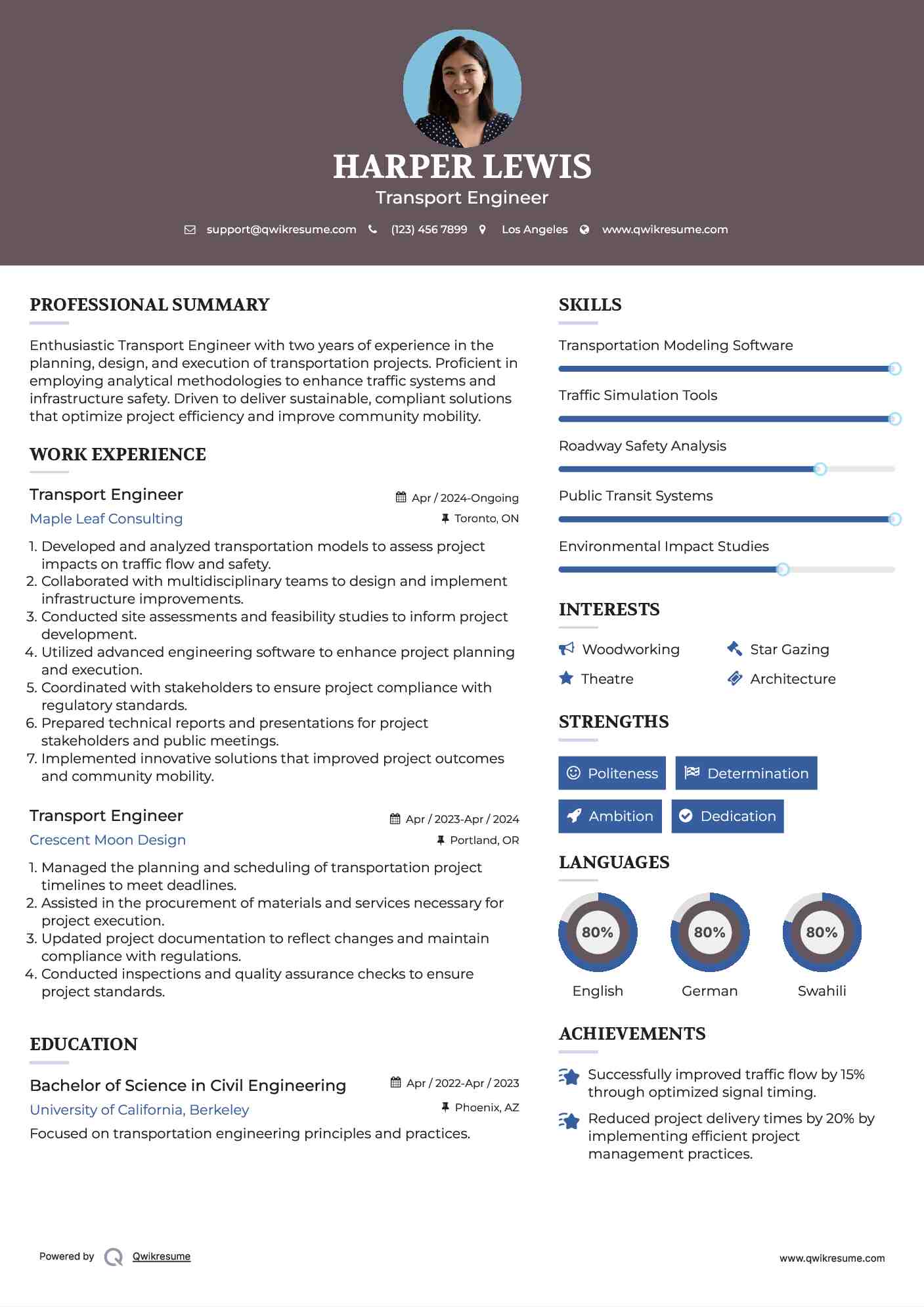 Transport Engineer Resume Format