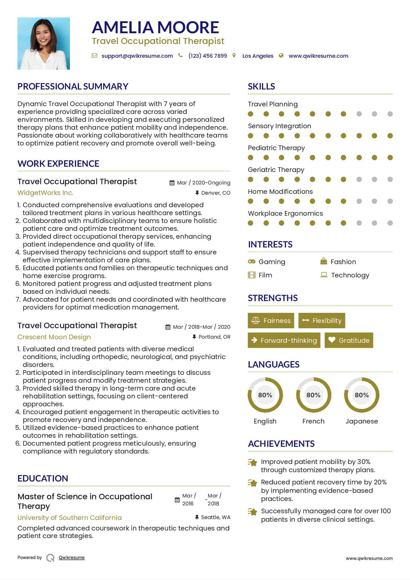 Travel Occupational Therapist Resume Format