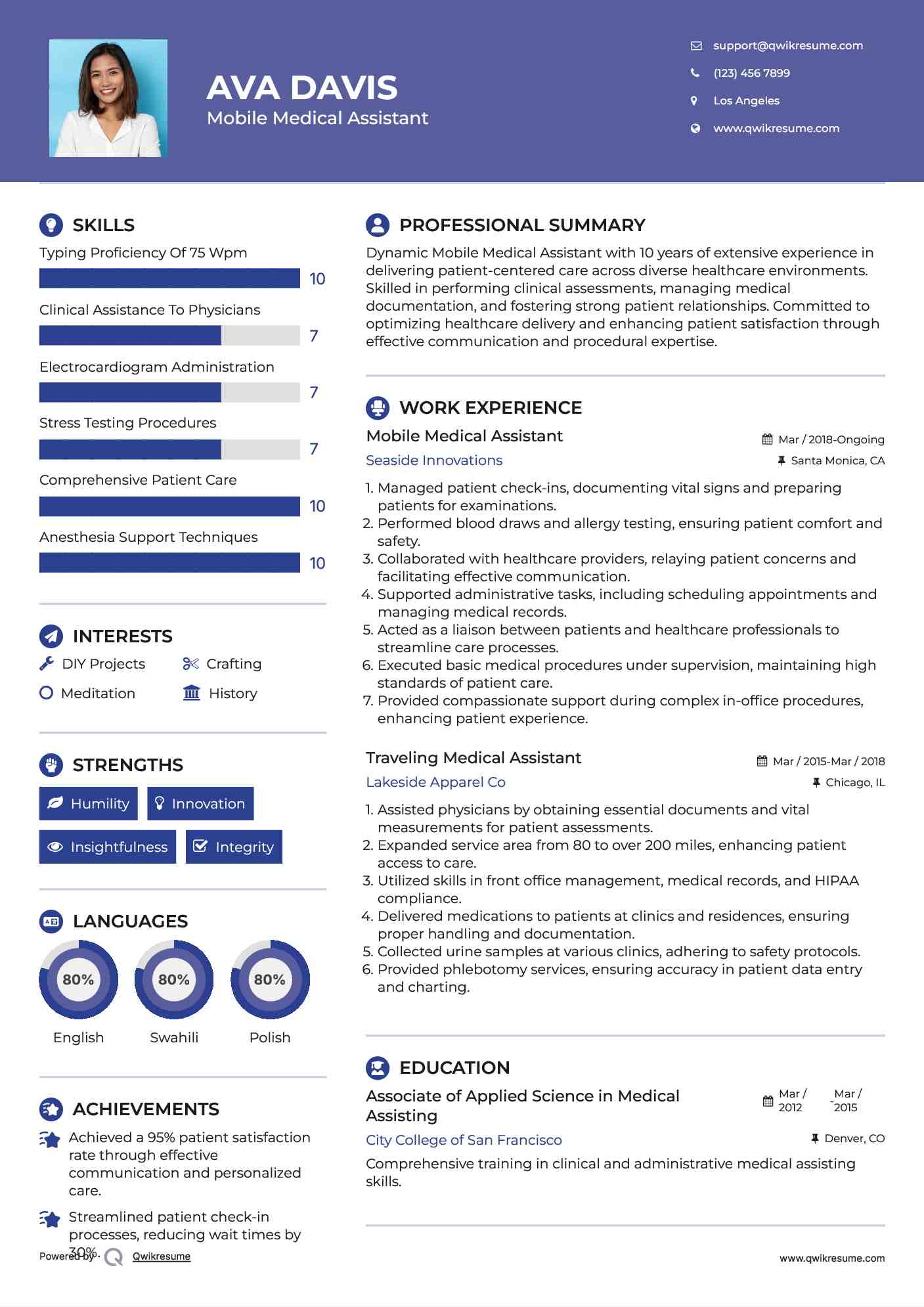 Mobile Medical Assistant Resume Model