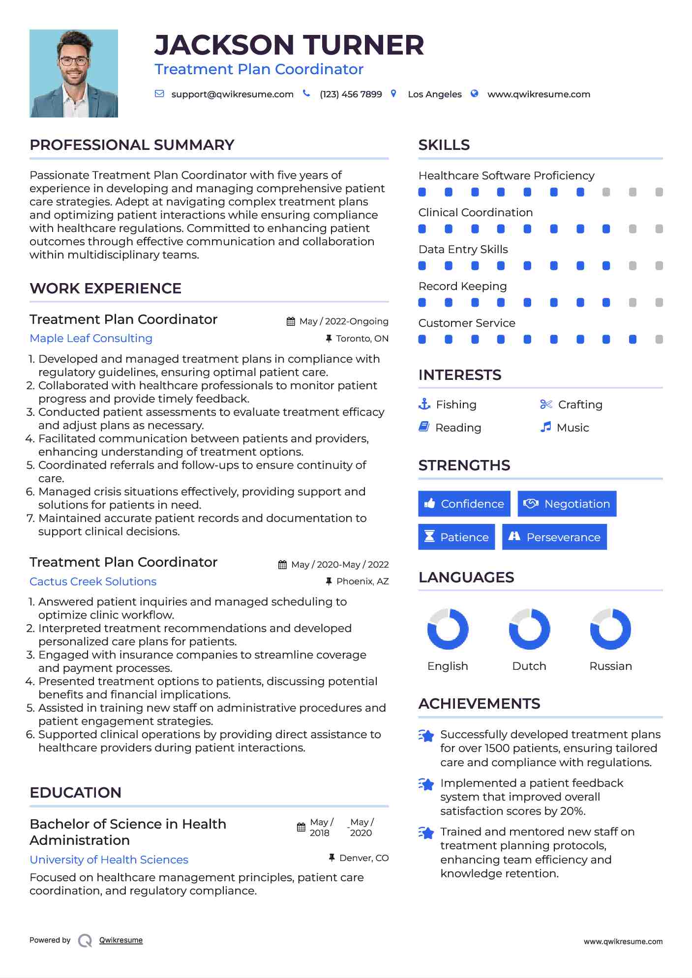Treatment Plan Coordinator Resume Format