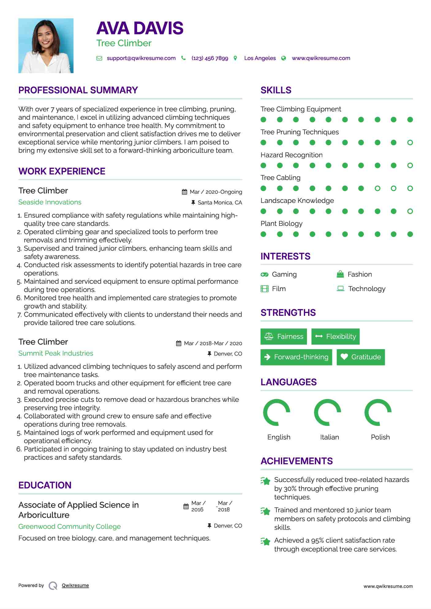 Tree Climber Resume Template