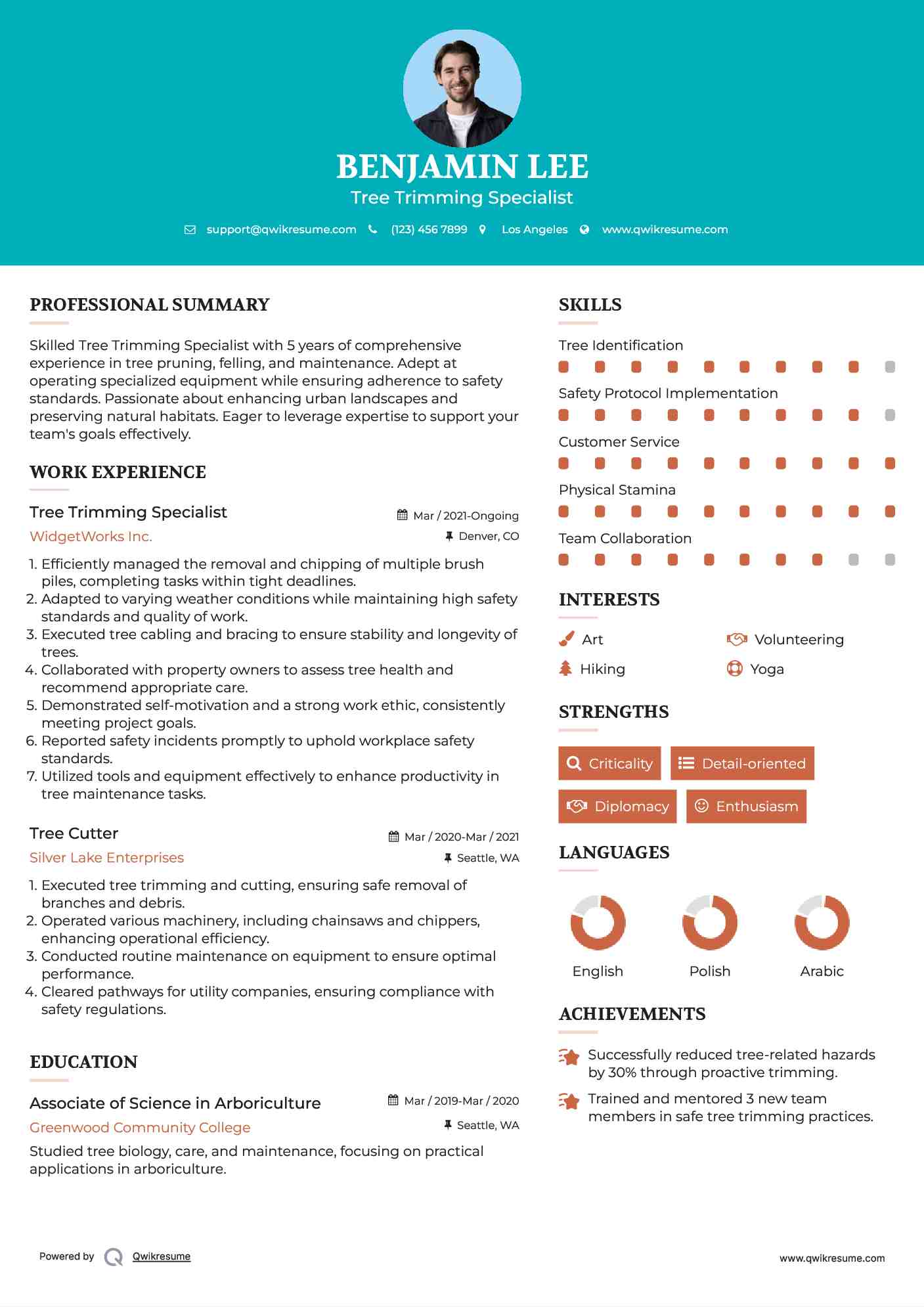 Tree Cutter Resume Samples QwikResume