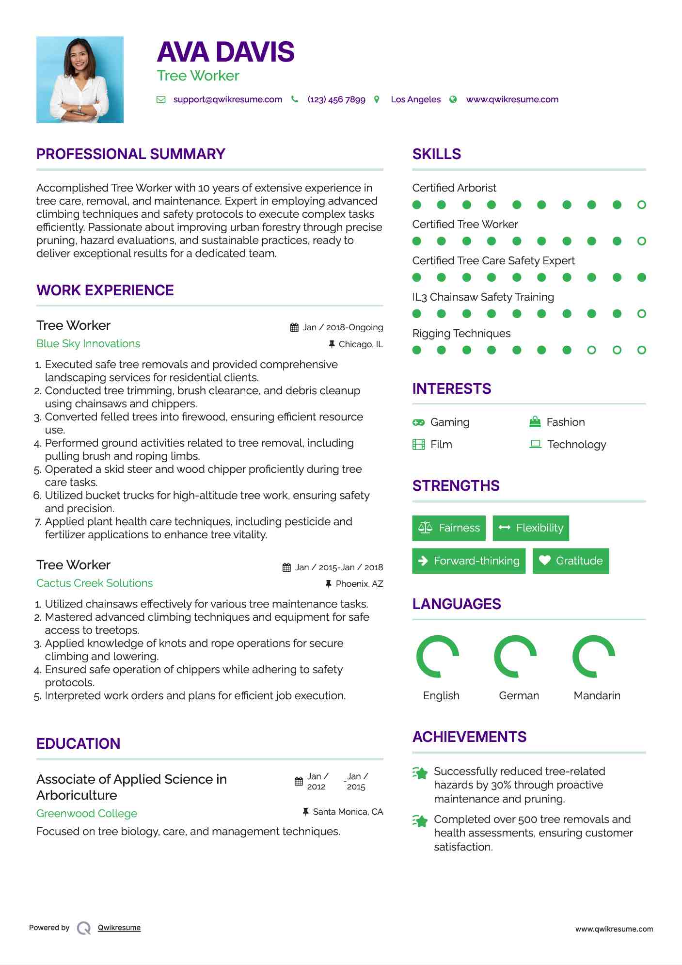 Tree Worker Resume Format