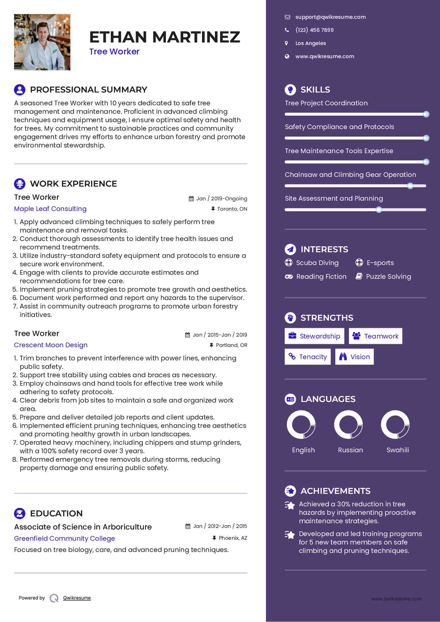 Tree Worker Resume Template