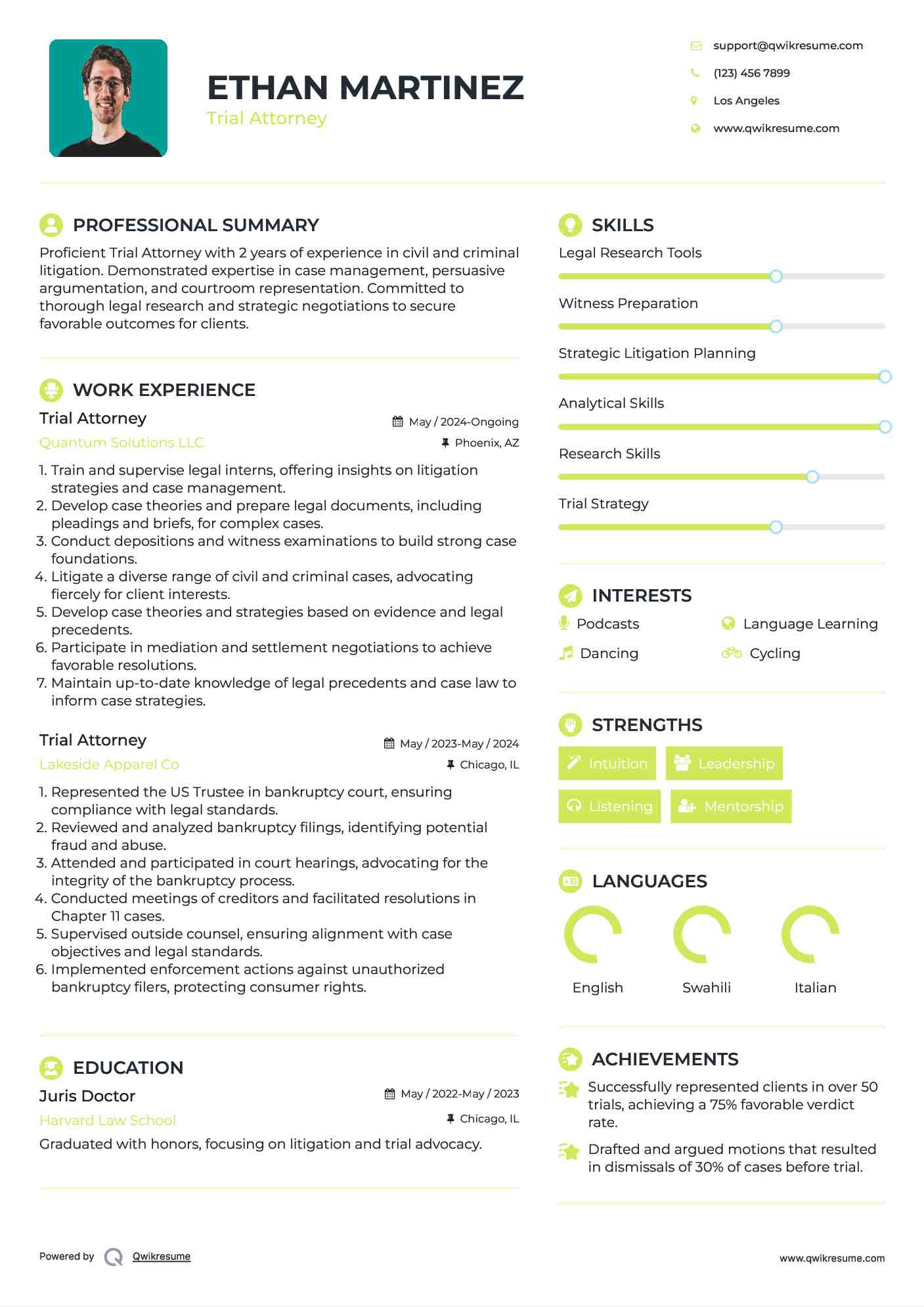 Trial Attorney Resume Template