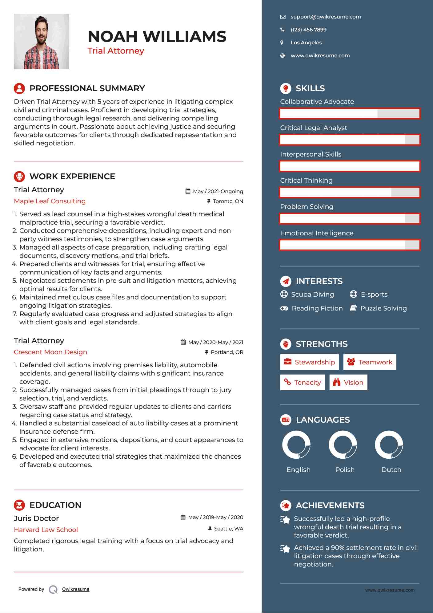 Trial Attorney Resume Model