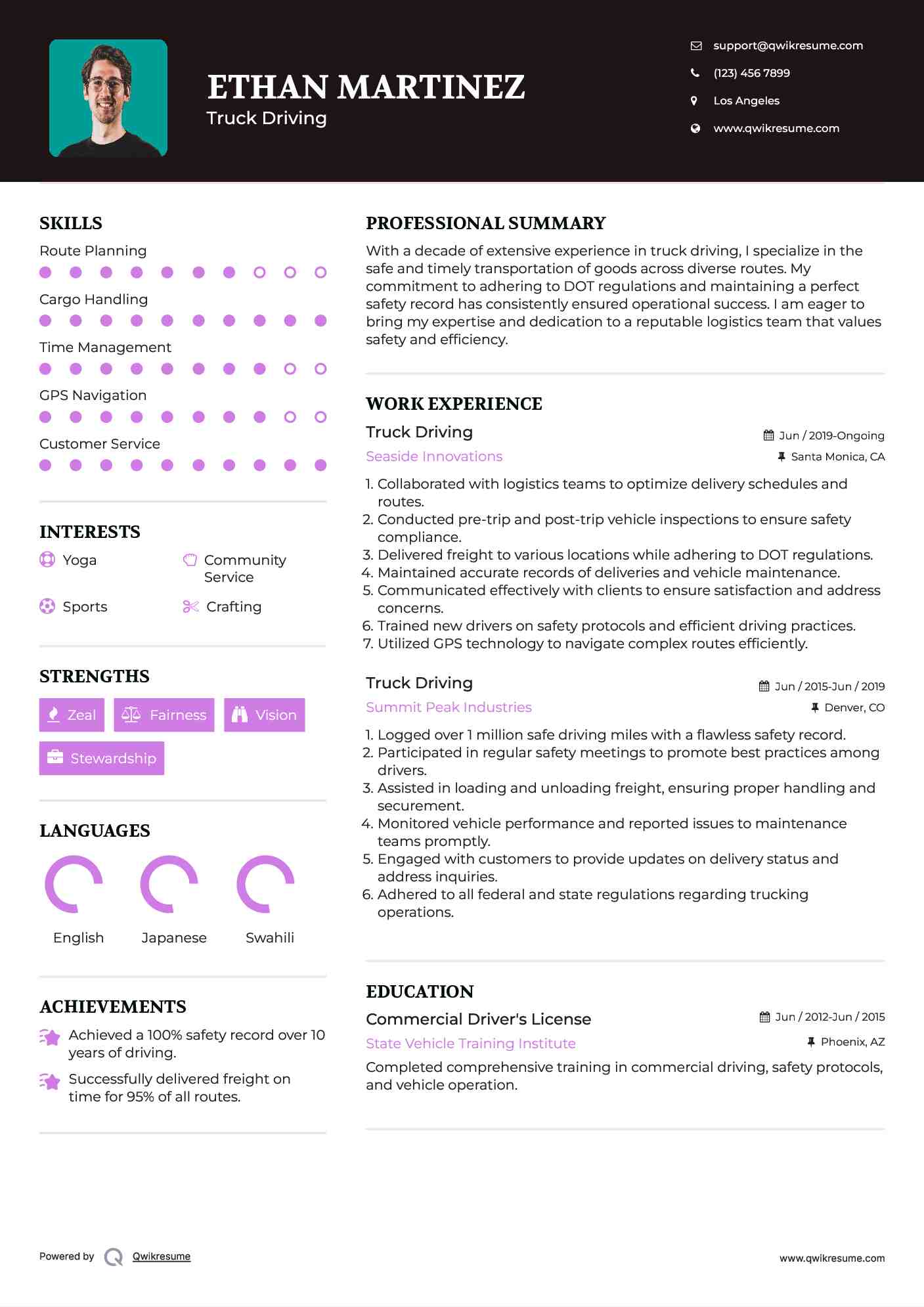 Truck Driving Resume Samples - Truck Driving 1666070428 Pdf 