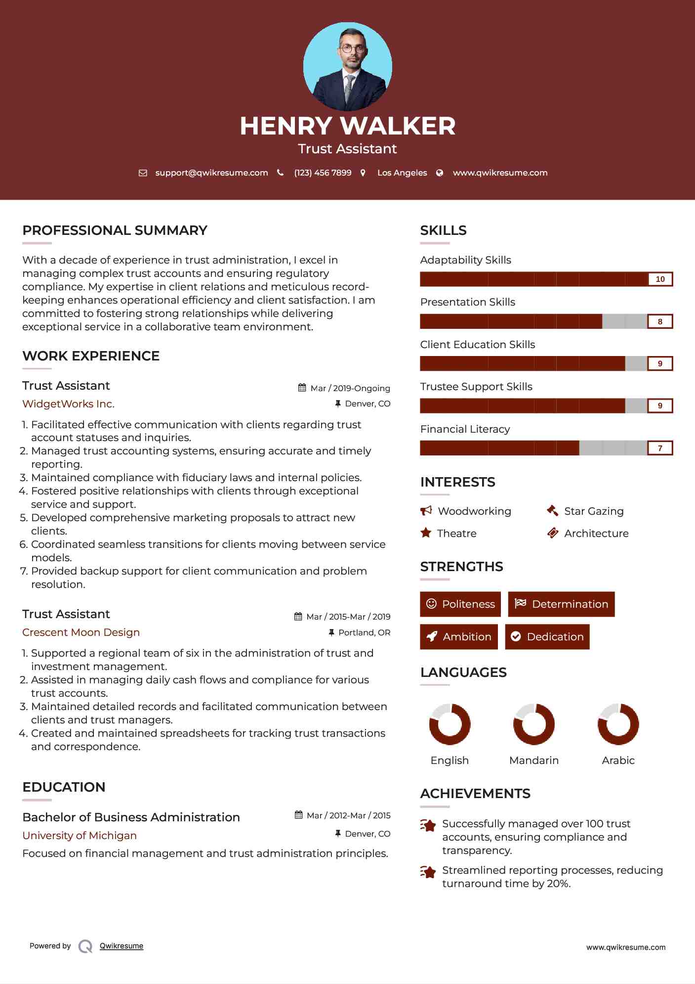 Trust Assistant Resume Template