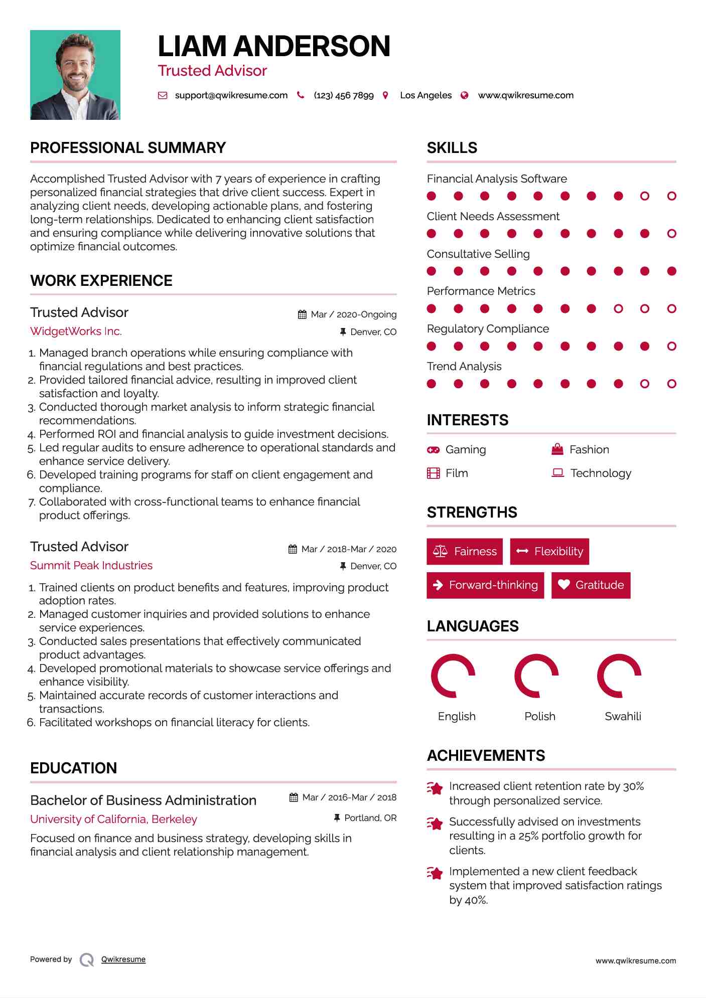 Trusted Advisor Resume Template