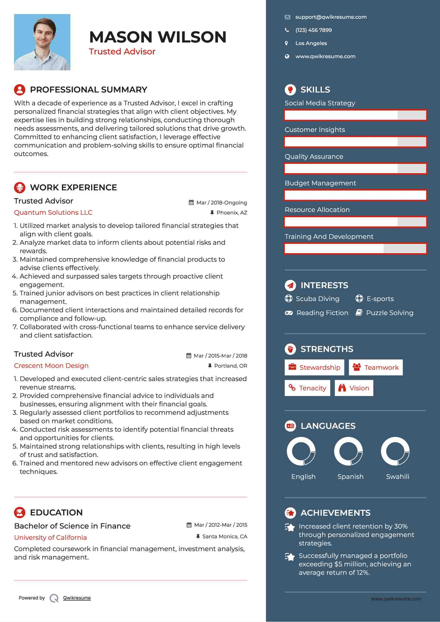 Trusted Advisor Resume Format