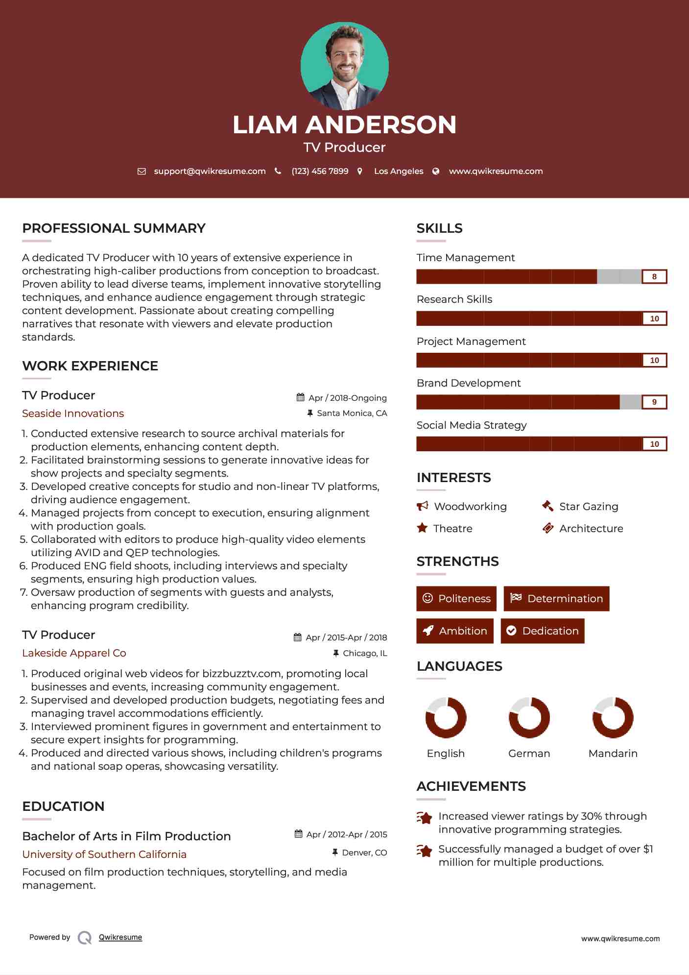 TV Producer Resume Model