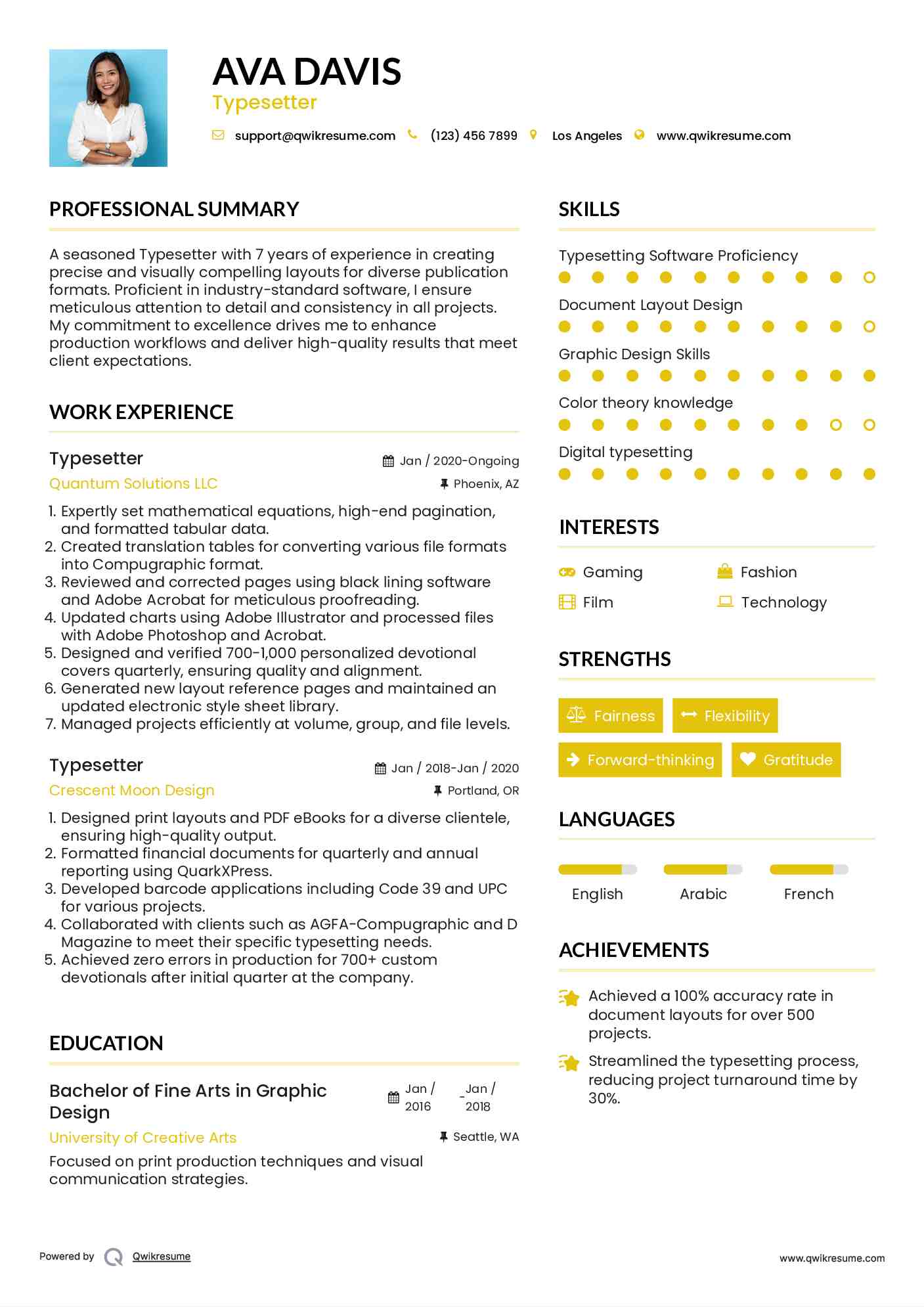 Typesetter Resume Template