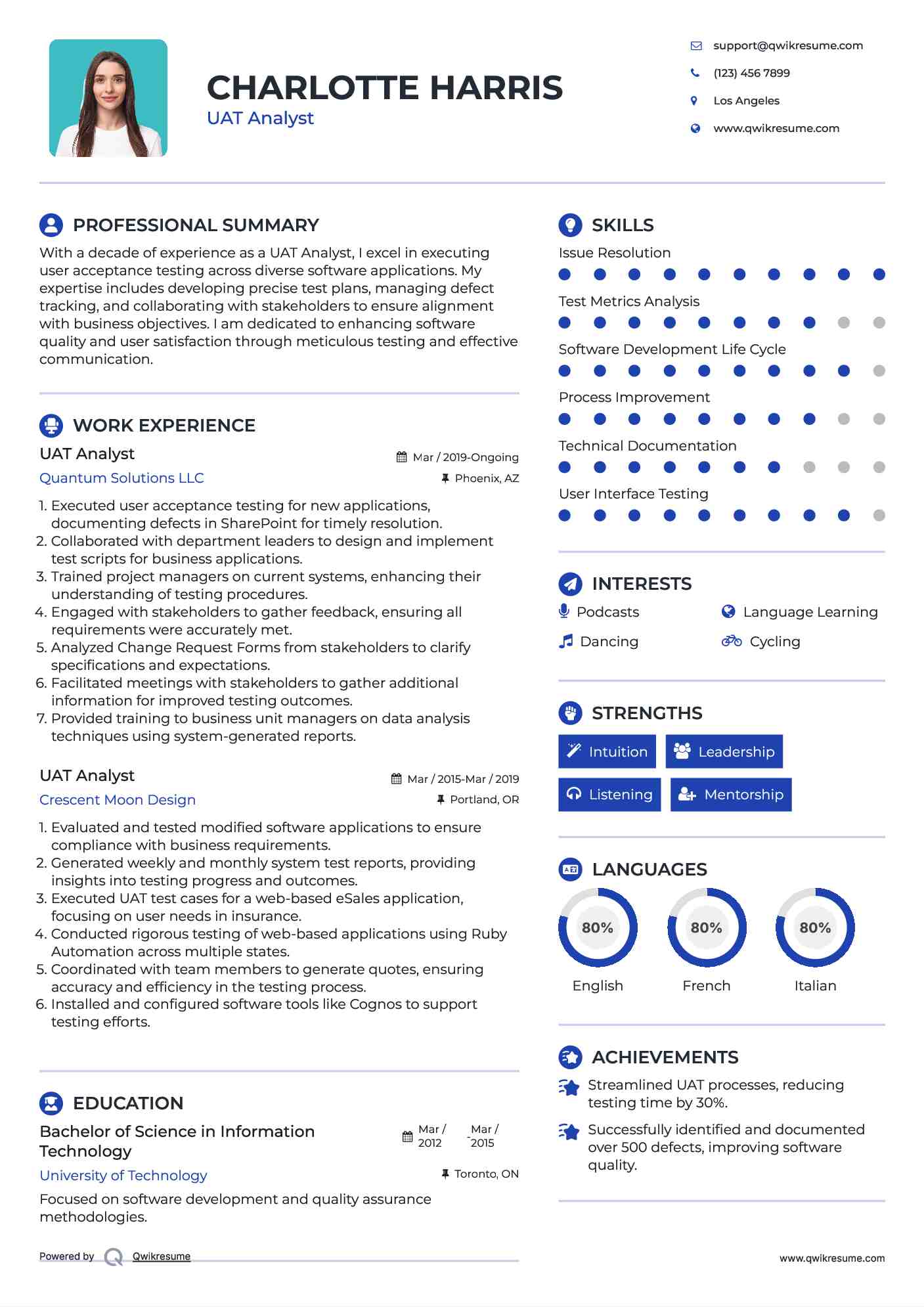 UAT Analyst Resume Model