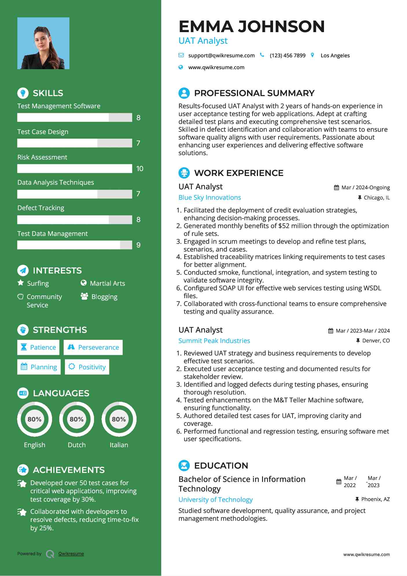 UAT Analyst Resume Model