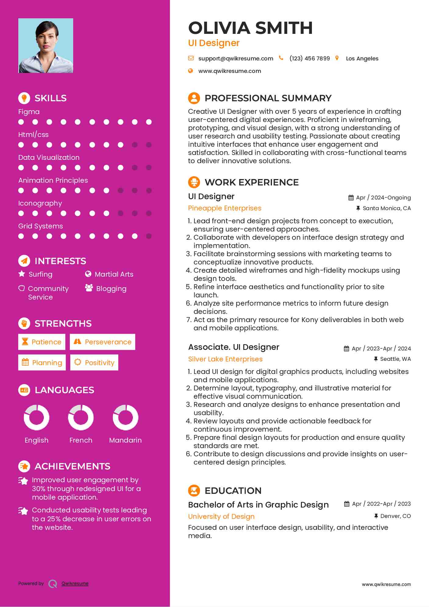 UI Designer Resume Template