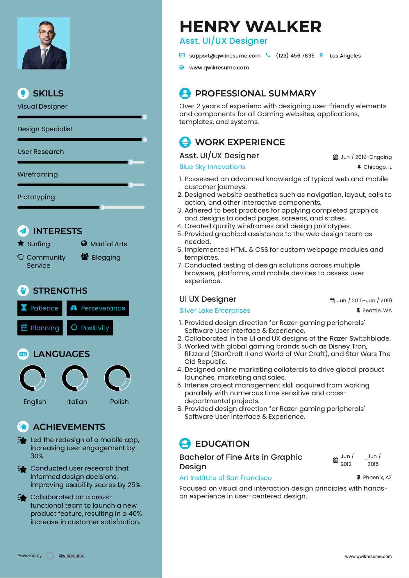 Asst. UI/UX Designer Resume Format