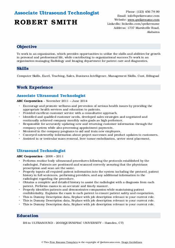 Ultrasound Technologist Resume - Ultrasound Technologist 1570841086 Pdf 