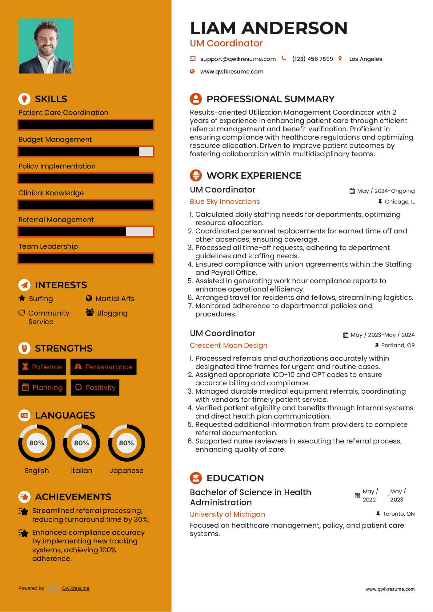 UM Coordinator Resume Model
