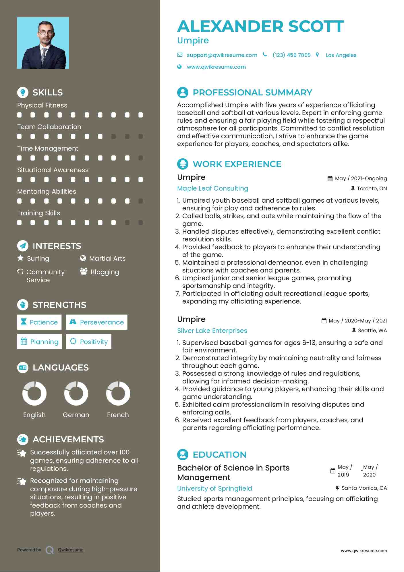 Umpire Resume Format