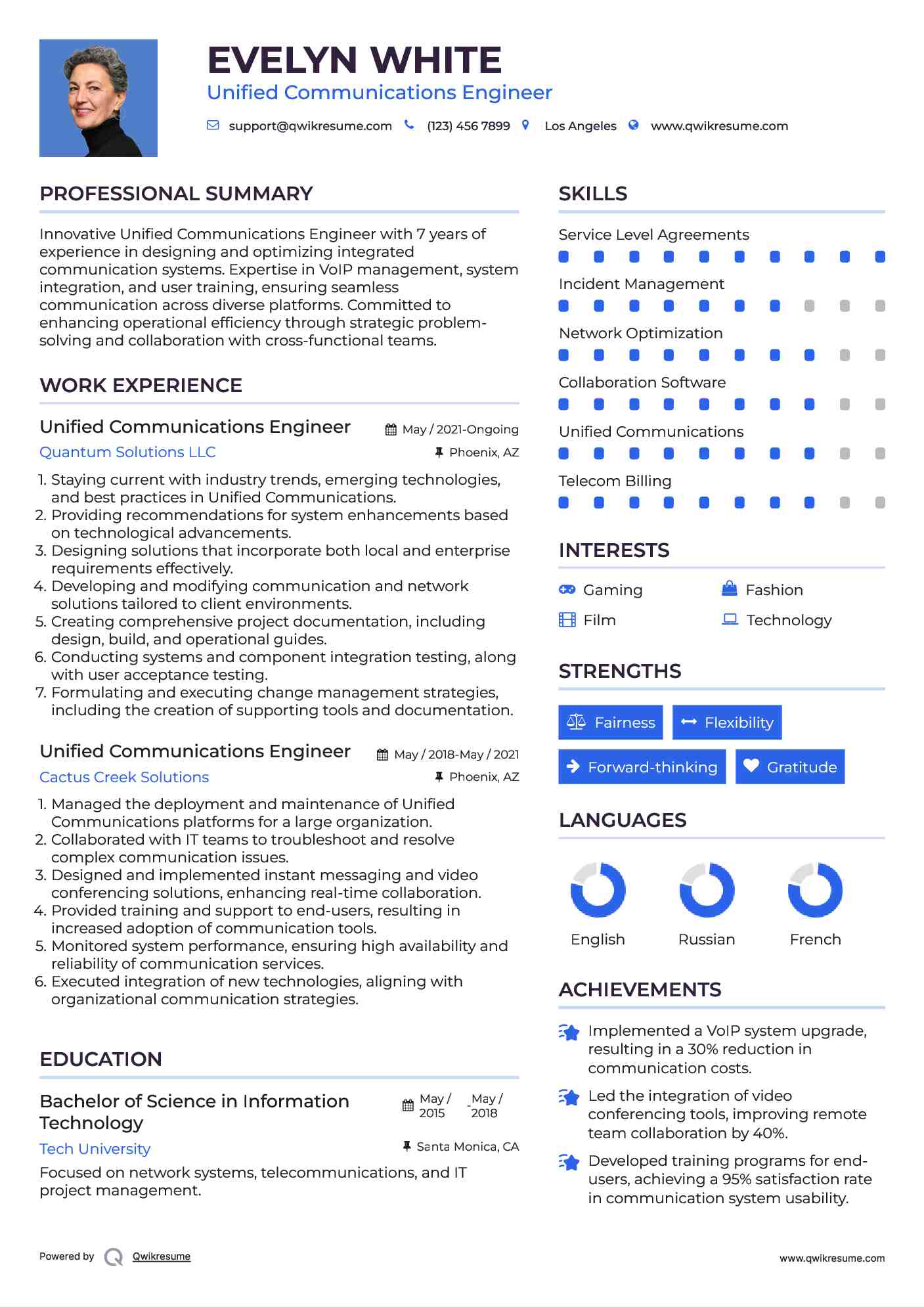 Unified Communications Engineer Resume Model
