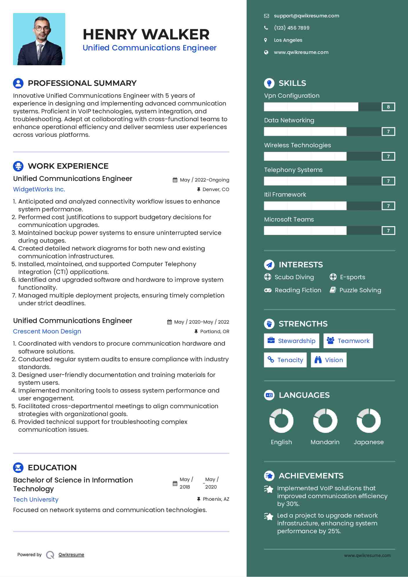 Unified Communications Engineer Resume Format