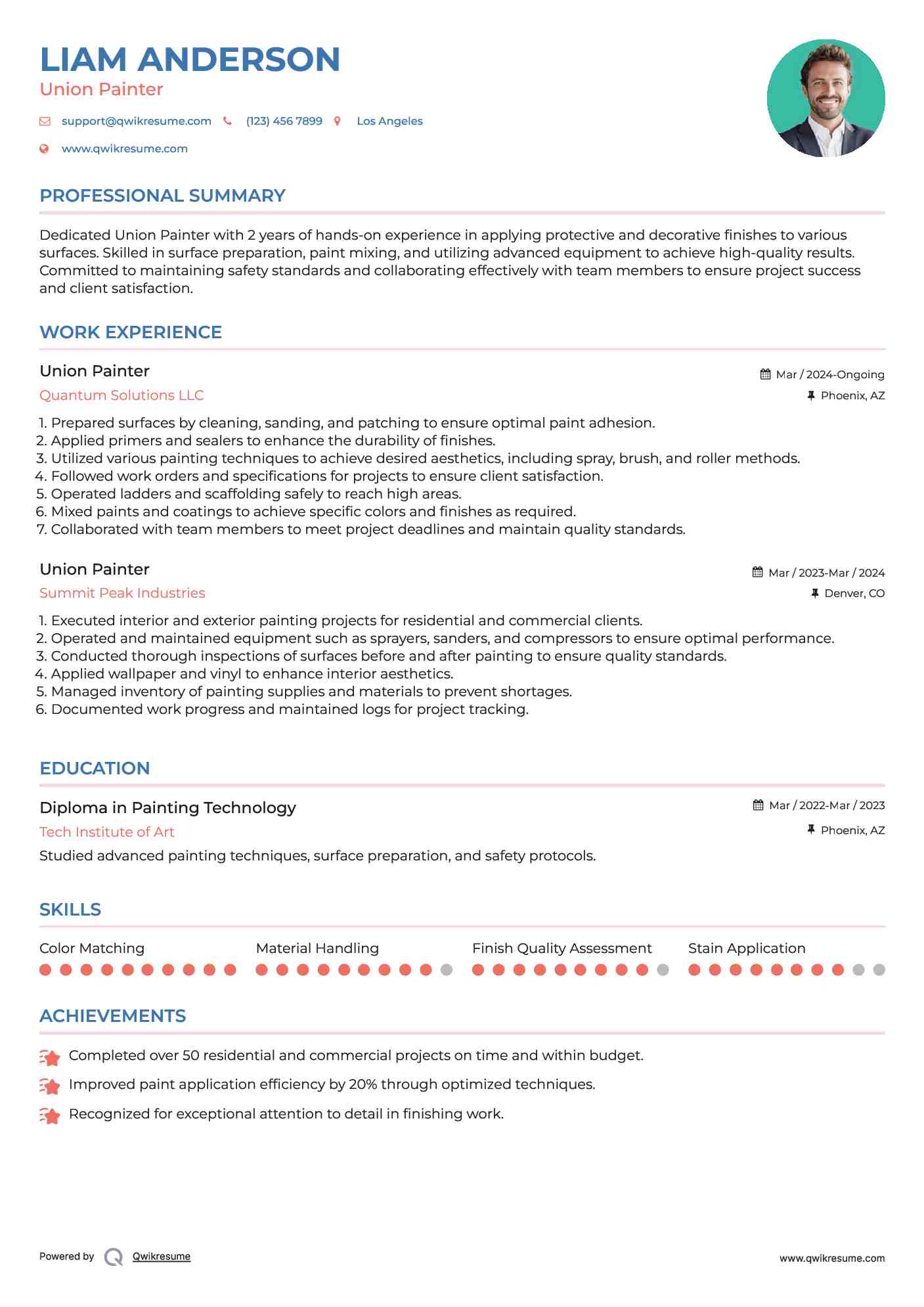 Union Painter Resume Template
