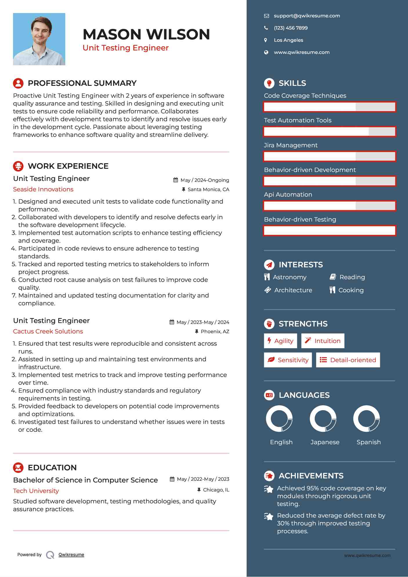 Unit Testing Engineer Resume Format