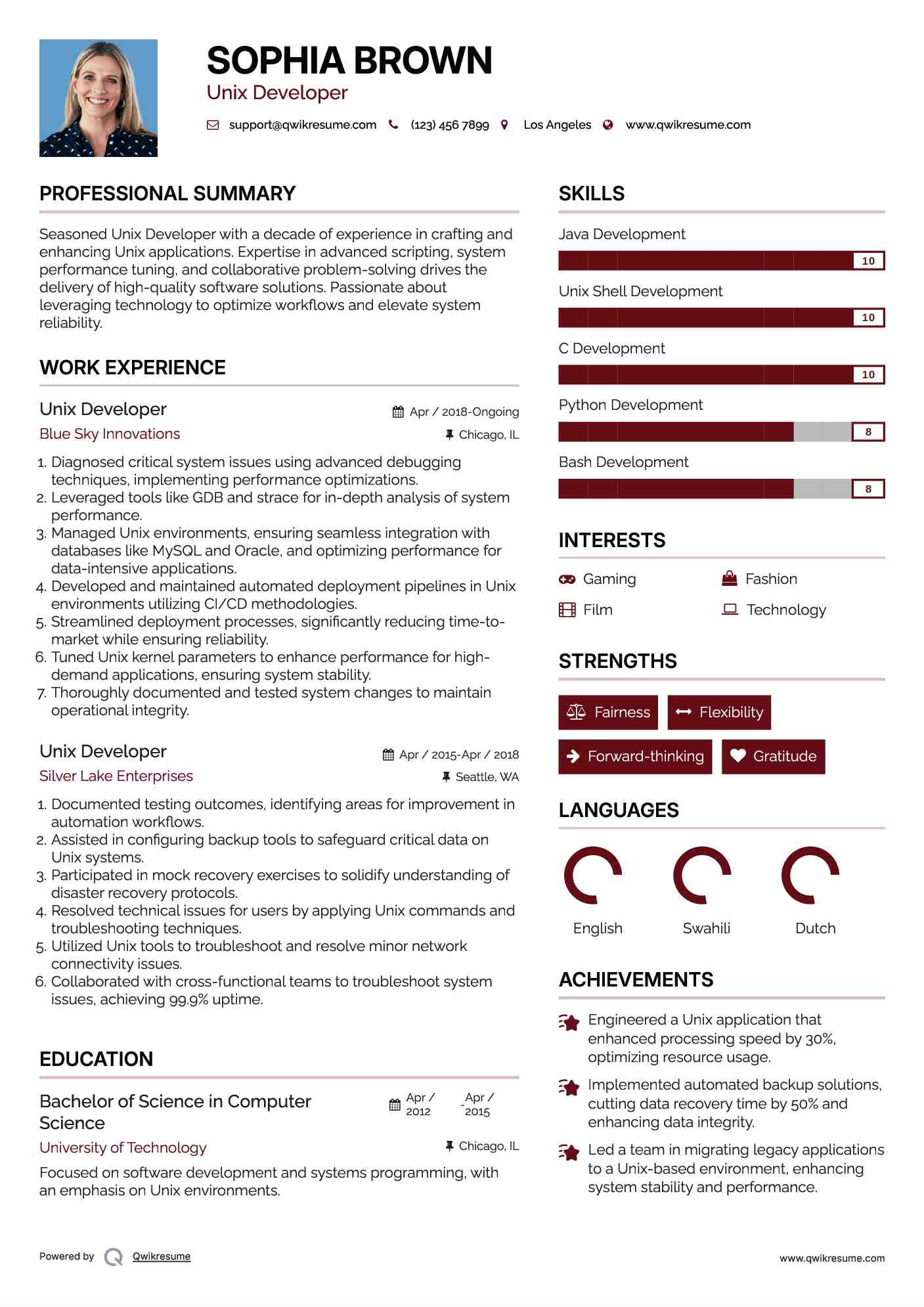 10+ Unix Developer Resume Samples & Templates for 2025