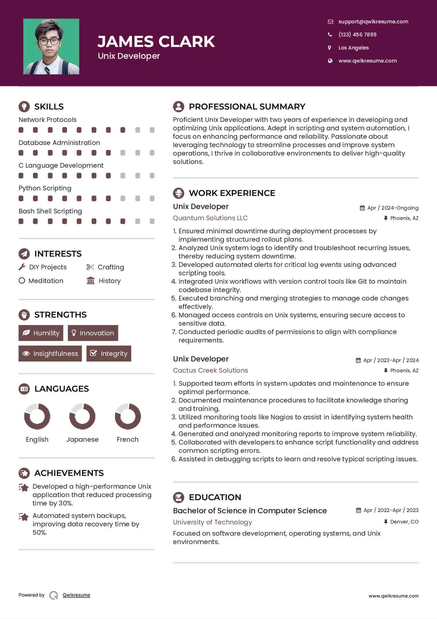 10+ Unix Developer Resume Samples & Templates for 2025 image.
