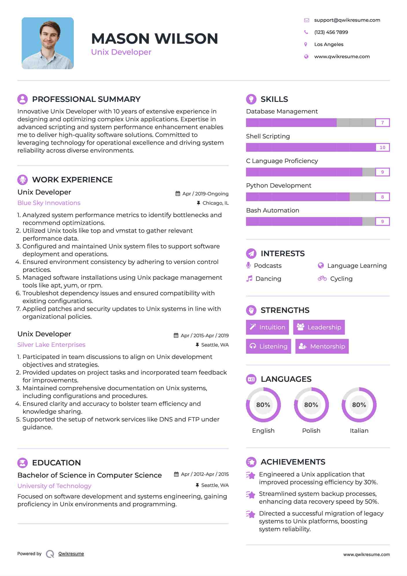 10+ Unix Developer Resume Samples & Templates for 2025