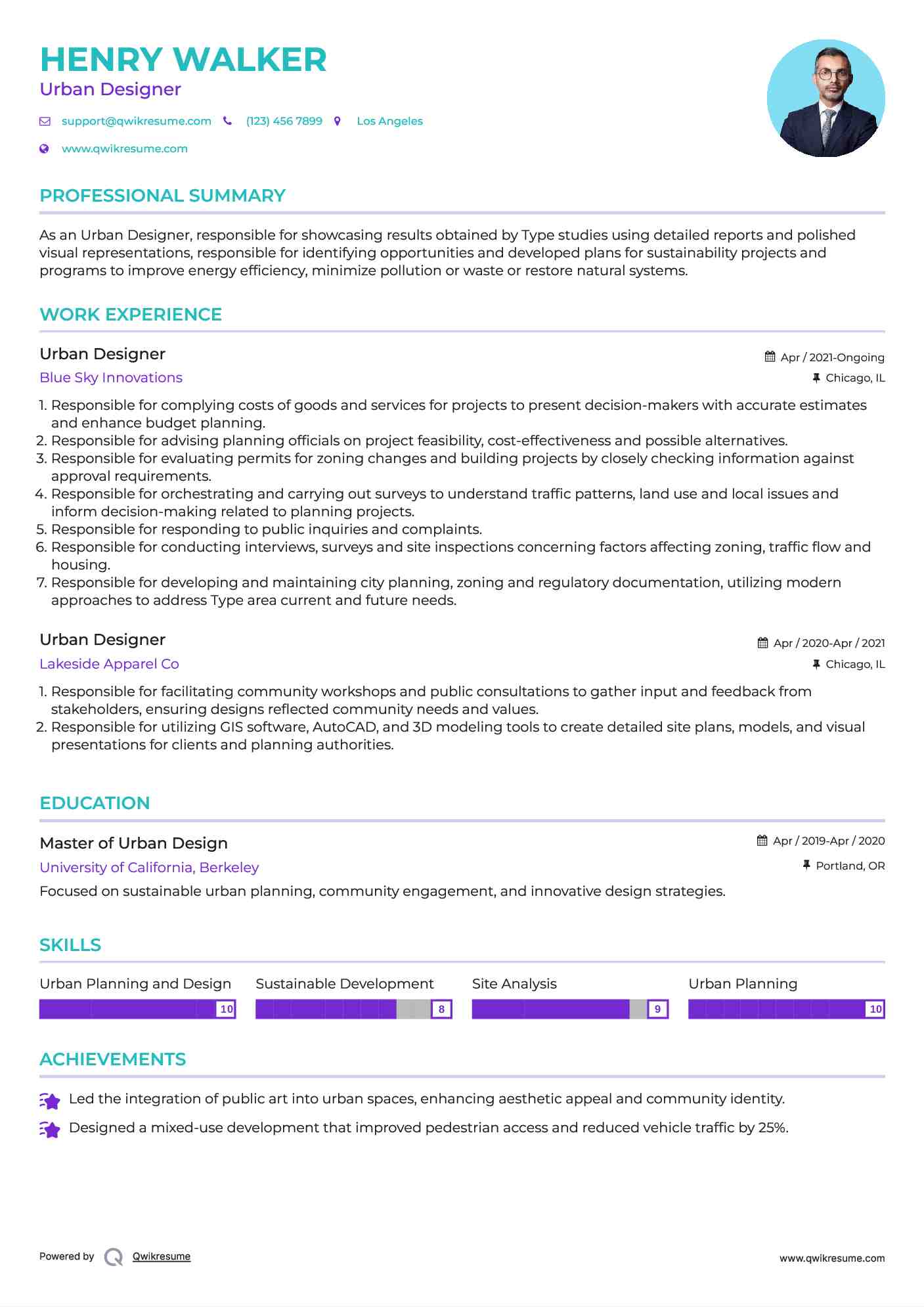 Urban Designer Resume Format